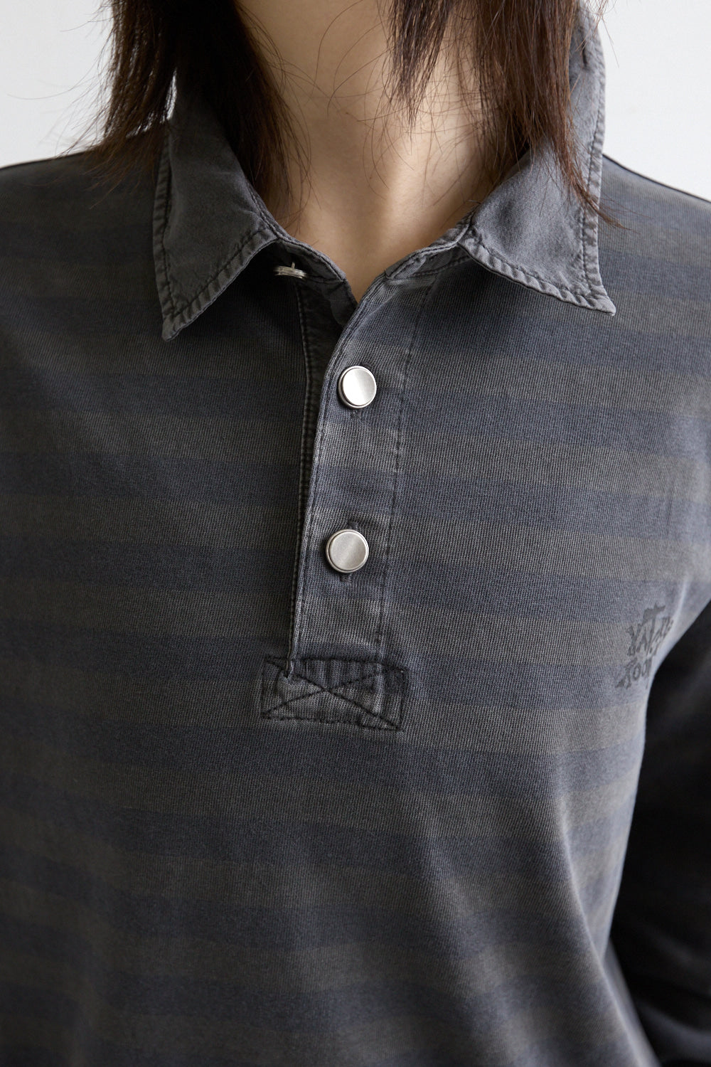 Hatchingroom - VTG Stripe Polo Tee Dyed (Grey) product image 5 | TRAB K-Fashion Australia