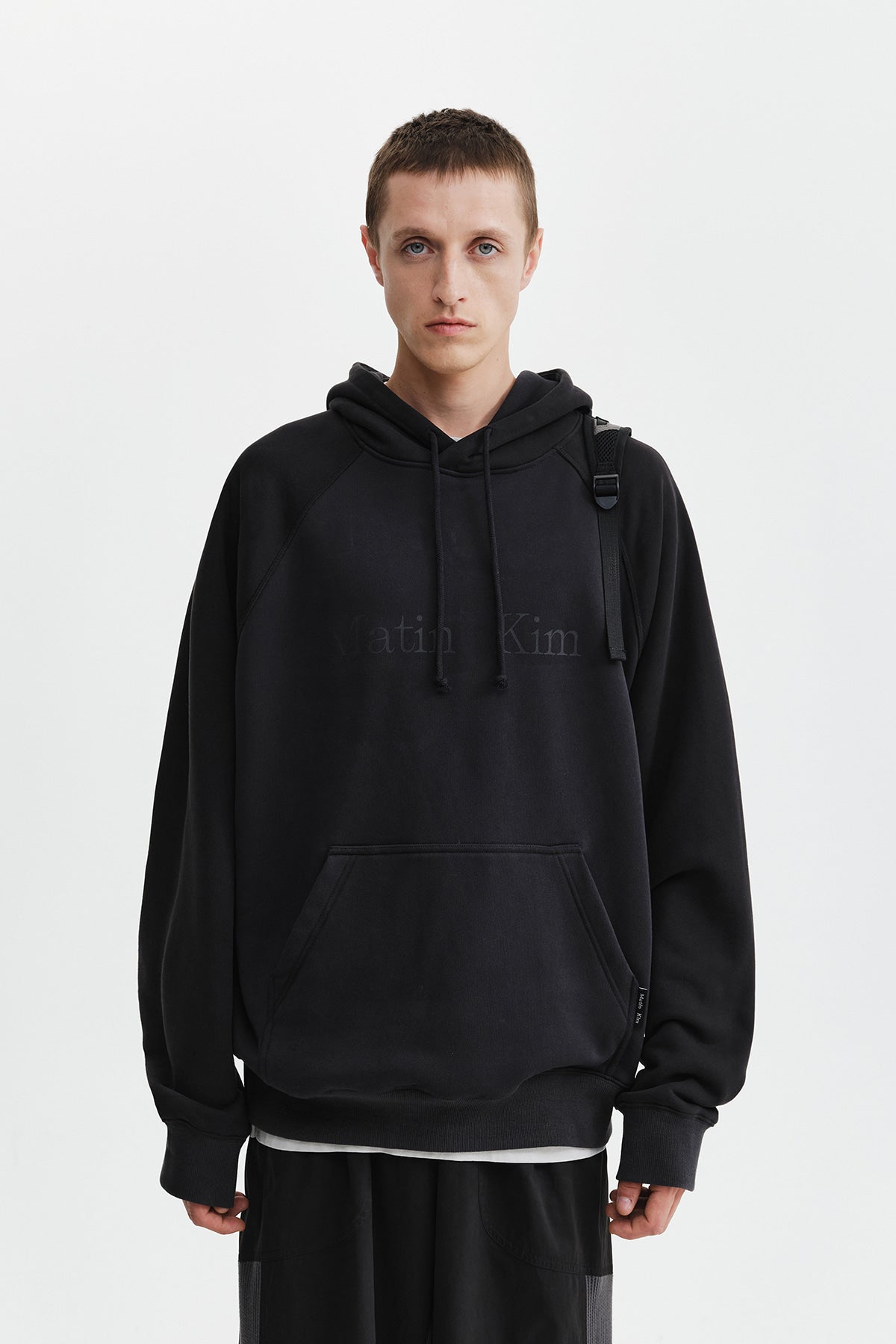 Matin Kim - Color Block Logo Hoody Top (Black) product image 6 | TRAB K-Fashion Australia
