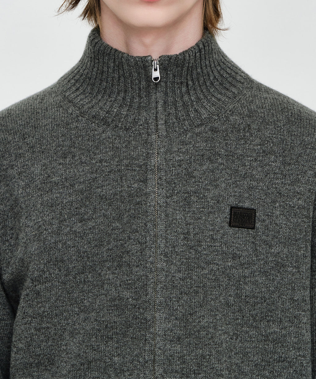 Marithe & Francois Girbaud - Premium Small Classic Logo Merino Wool High Neck Cardigan (Gray) product image 4 | TRAB K-Fashion Australia