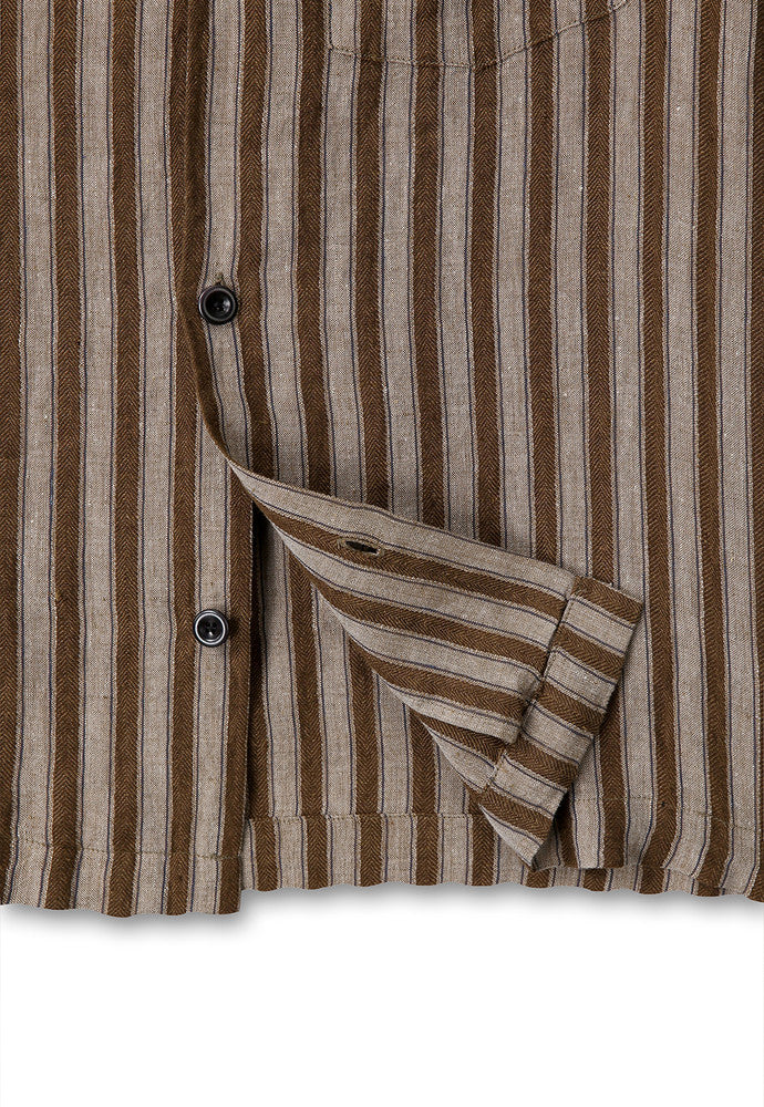 Art if acts - Linen Stripe Camp Half Shirt (Camel) product image 10 | TRAB K-Fashion Australia