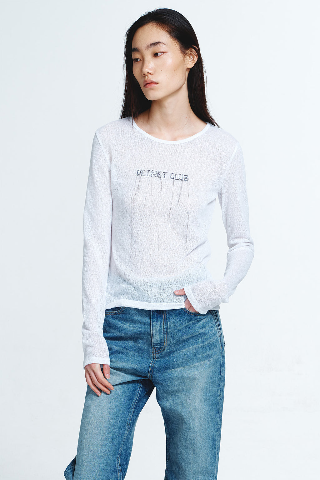 Deinet - Sheer Long Sleeve (White) product image 7 | TRAB K-Fashion Australia