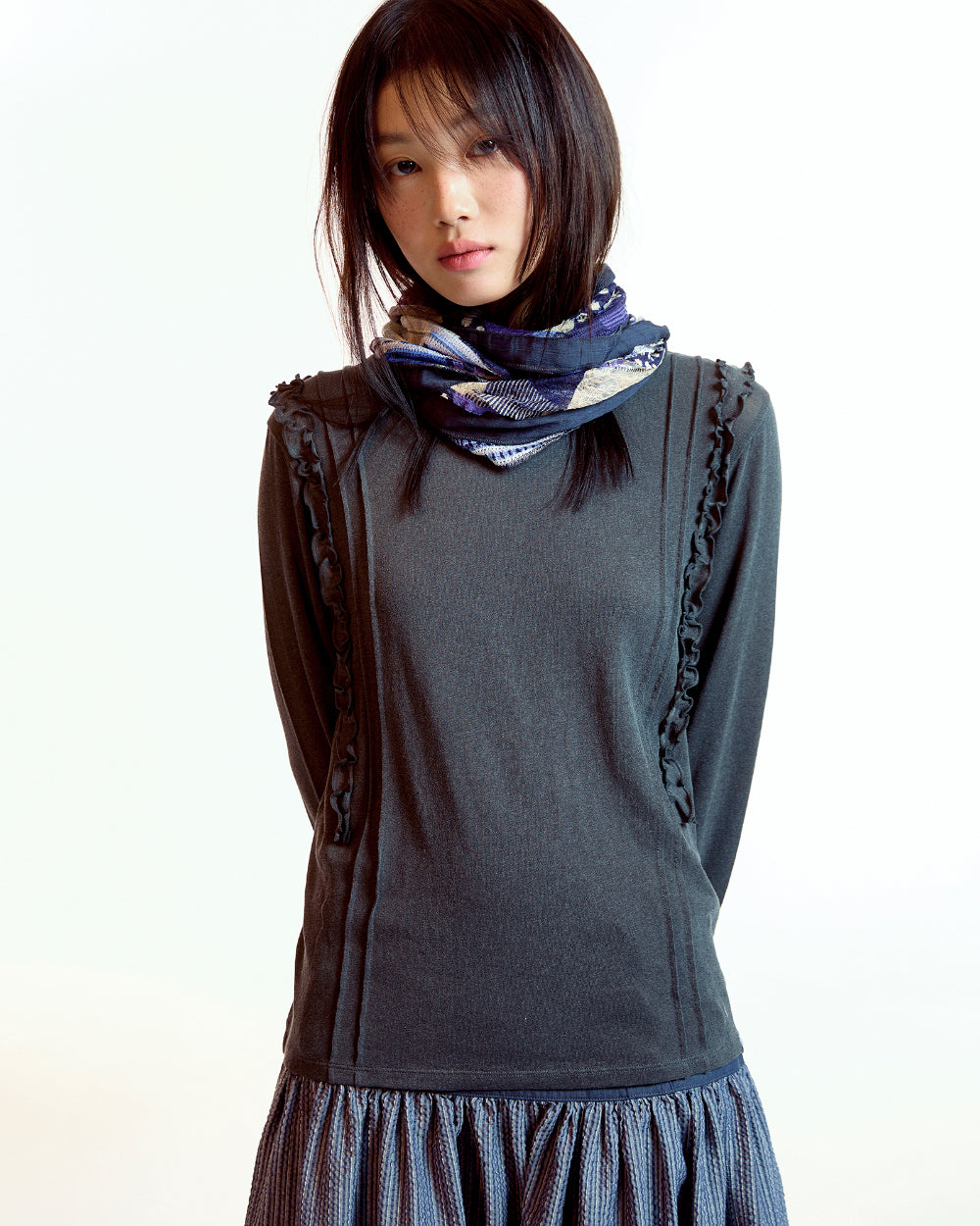 Coyseio - Double Ruffle Long Sleeve (Dark Grey) product image 4 | TRAB K-Fashion Australia