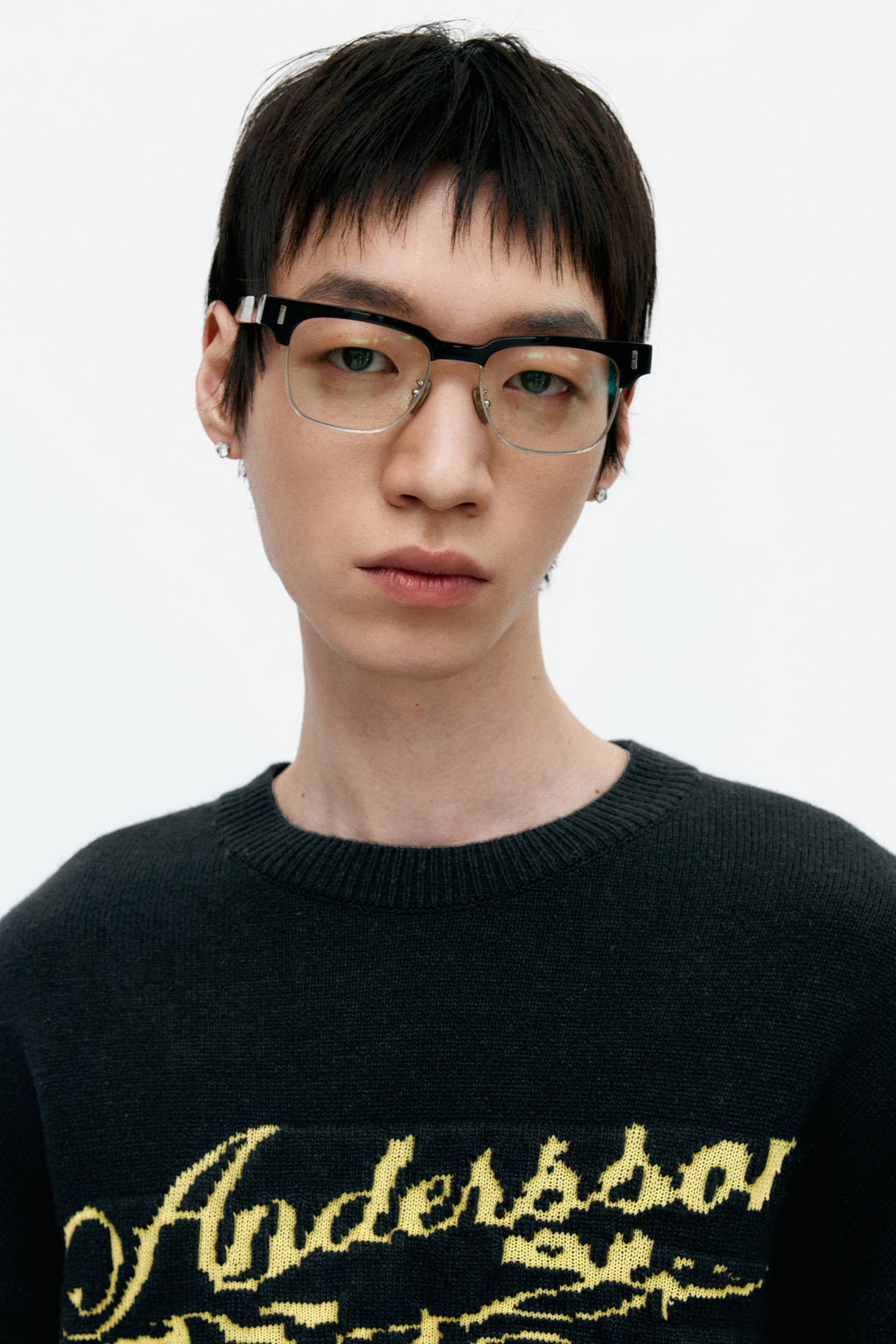 Andersson Bell - Unisex Cashmere Rose Crew-Neck Sweater (Black) product image 3 | TRAB K-Fashion Australia