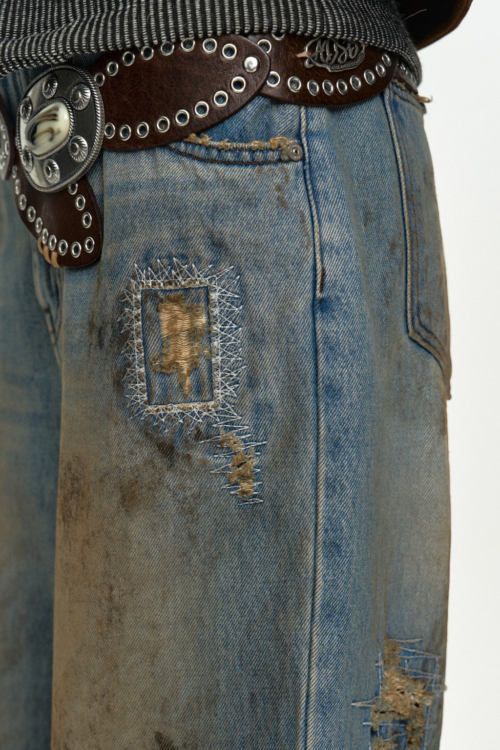 Andersson Bell - Unisex Destroyed Wide-Leg Jeans (Blue) product image 5 | TRAB K-Fashion Australia