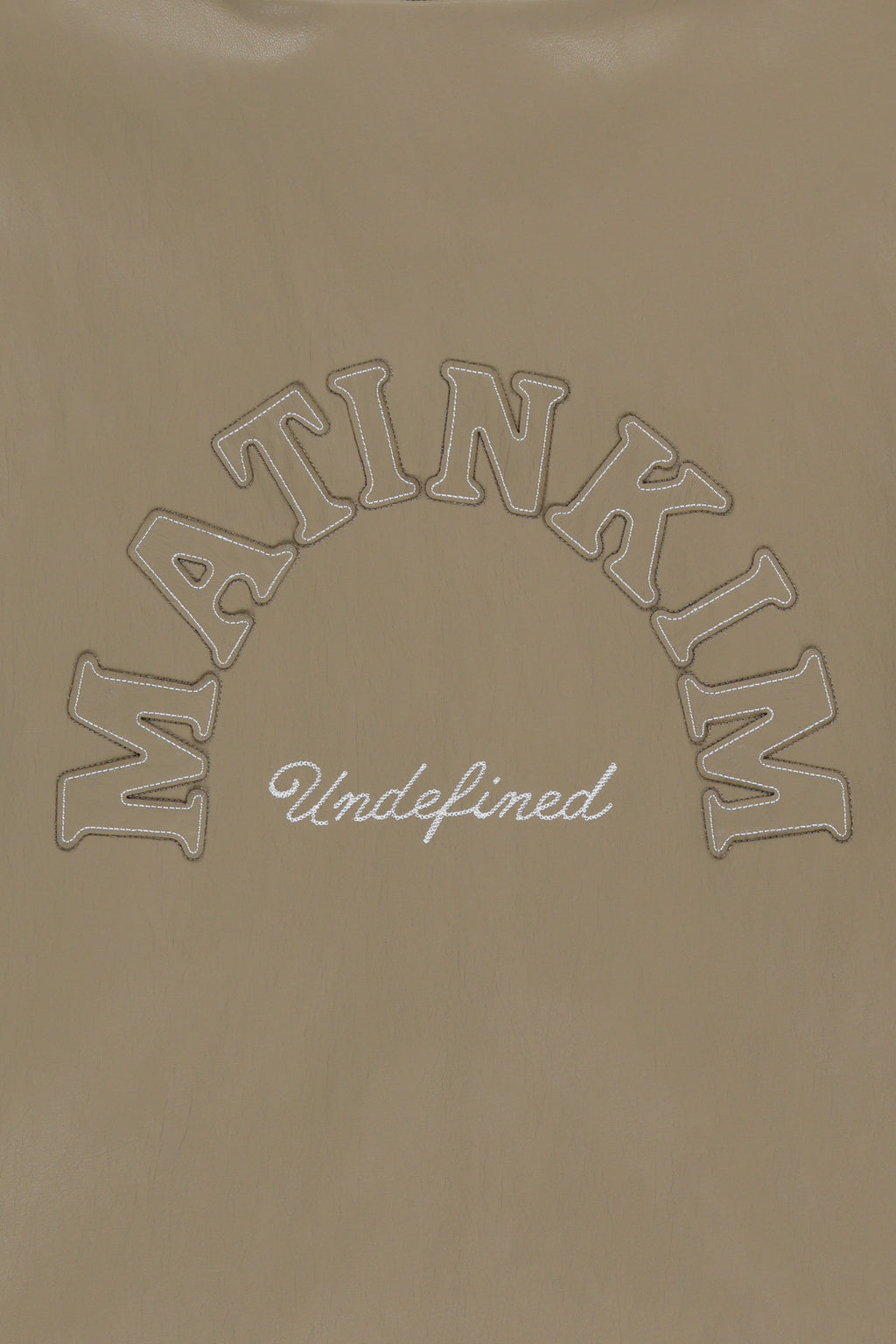 Matin Kim - Faux Leather Applique Logo Hoody Jumper (Beige) product image 5 | TRAB K-Fashion Australia