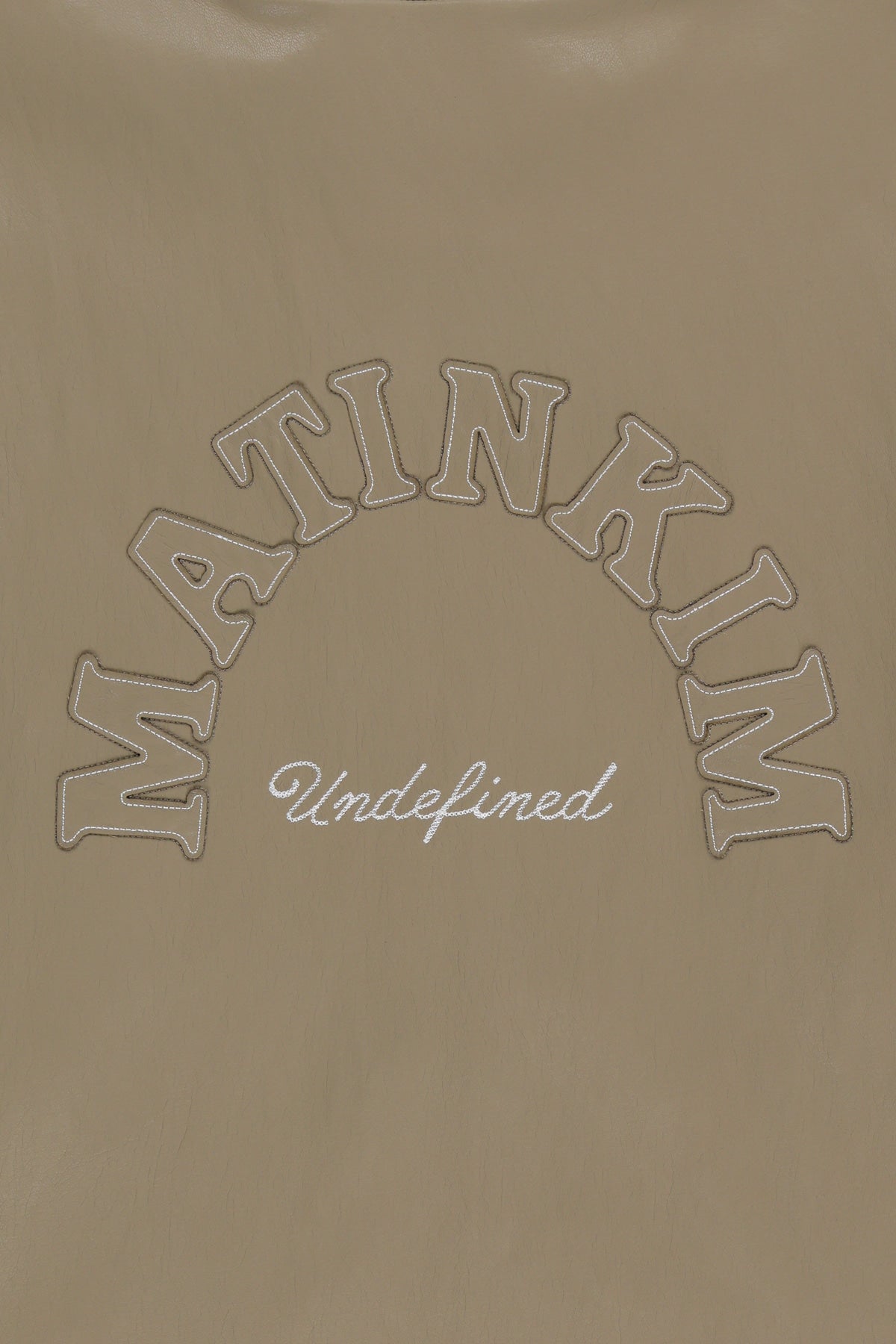 Matin Kim - Faux Leather Applique Logo Hoody Jumper (Beige) product image 5 | TRAB K-Fashion Australia