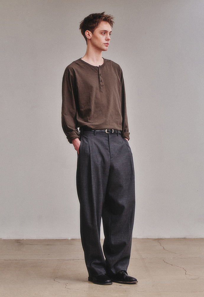 Art if acts - Garment Dyed Henley Long Sleeve (Charcoal) product image 1 | TRAB K-Fashion Australia