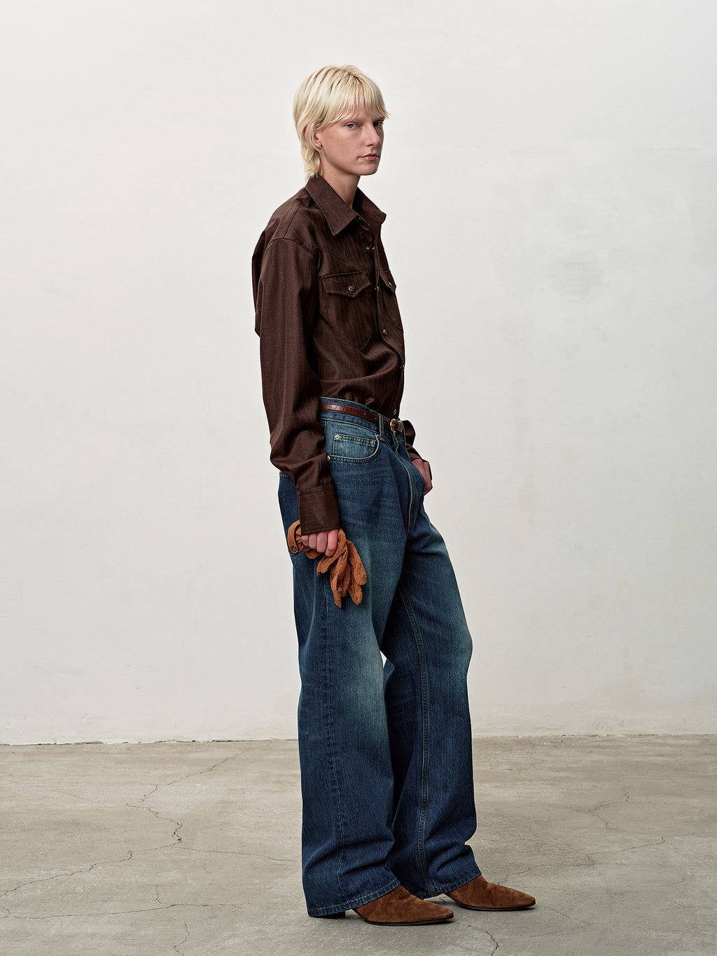 Tonywack - Striped Wool Western Shirt (Sepia Brown) product image 3 | TRAB K-Fashion Australia
