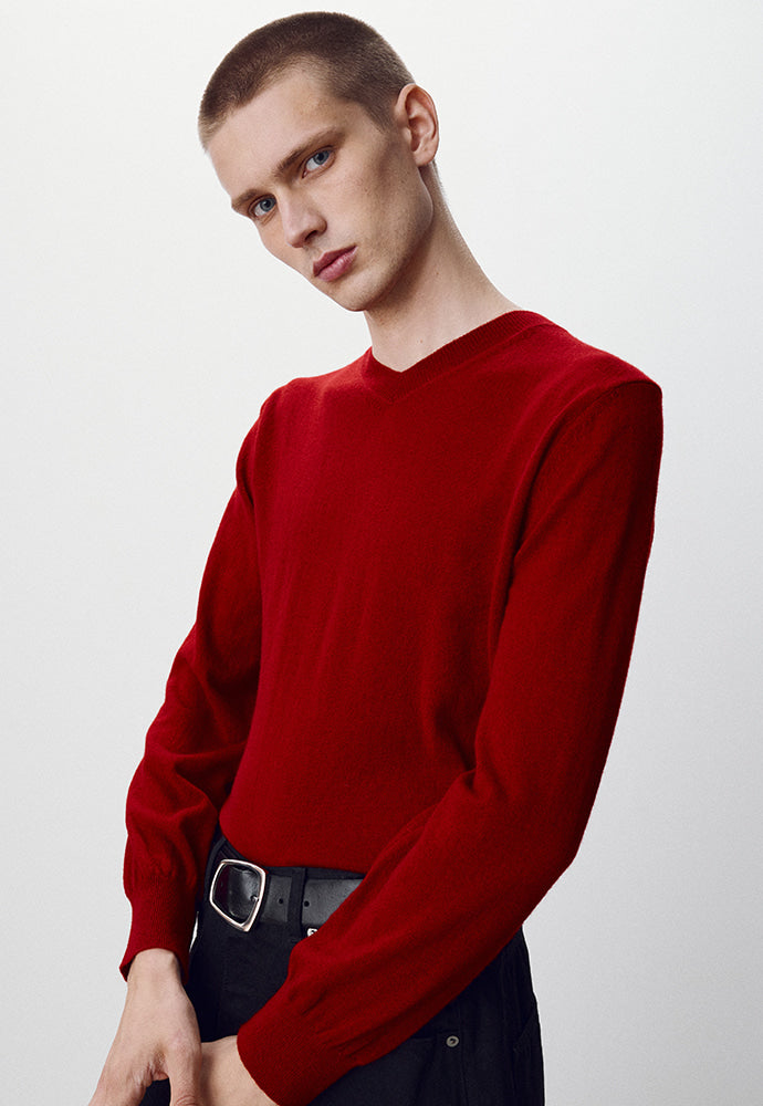 Tonywack - Pure Cashmere V-Neck Sweater (Red) product image 5 | TRAB K-Fashion Australia