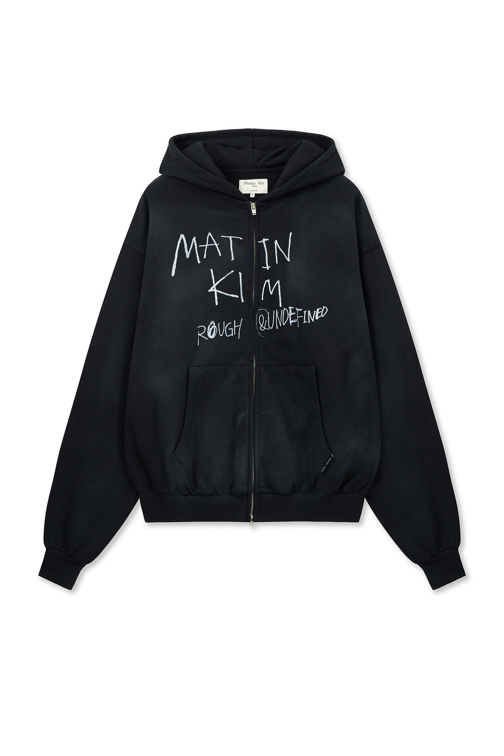 Matin Kim - Vintage Washed Graffiti Hoody Zip Up (Black) product image 1 | TRAB K-Fashion Australia