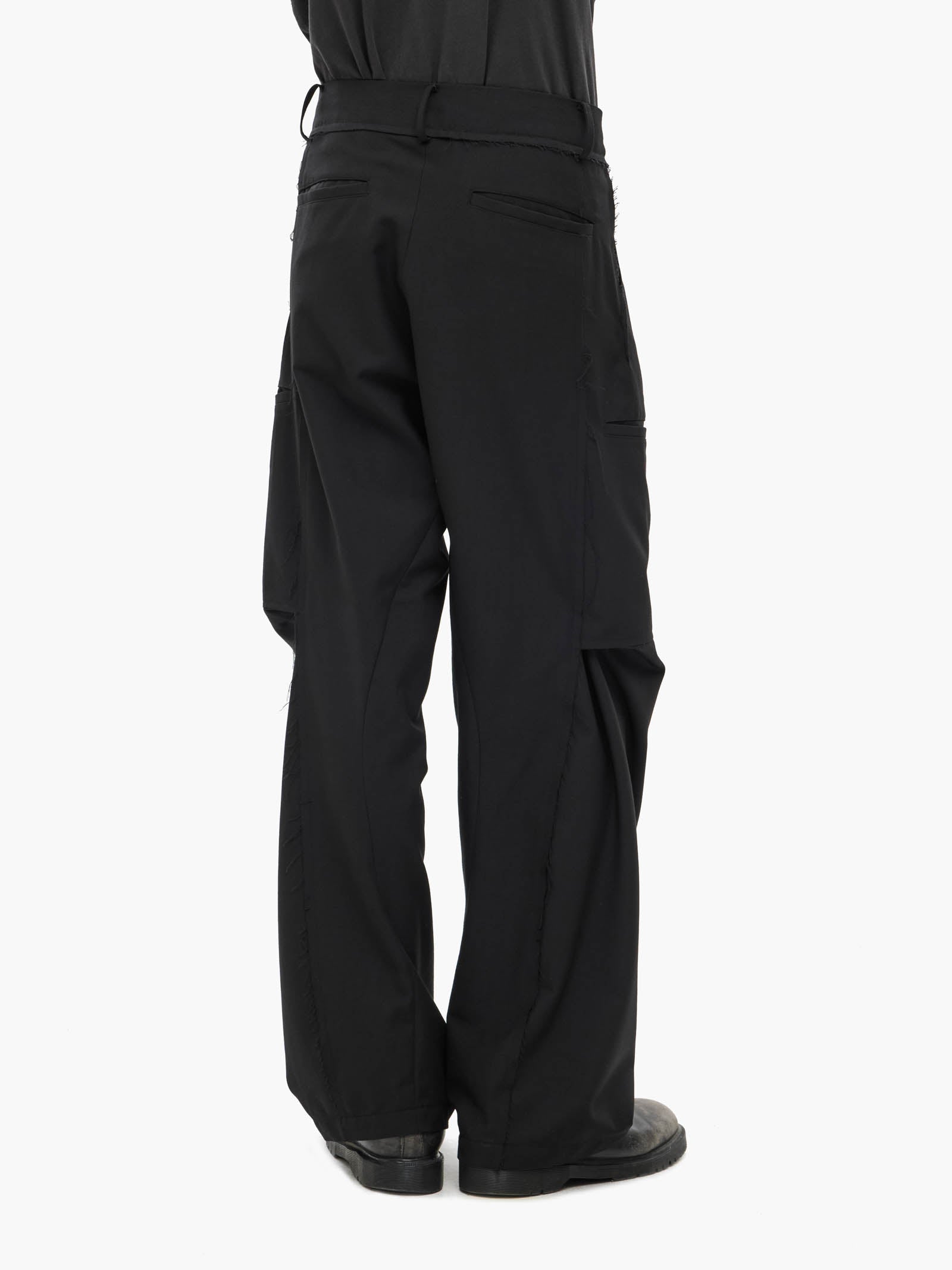 Jiyong Kim - Raw Edged 3D Pocket Trousers (Black) product image 6 | TRAB K-Fashion Australia