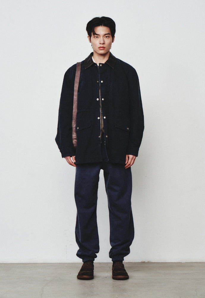 Art if acts - Leather Collar Garment Field Jacket (Faded Black) product image 1 | TRAB K-Fashion Australia