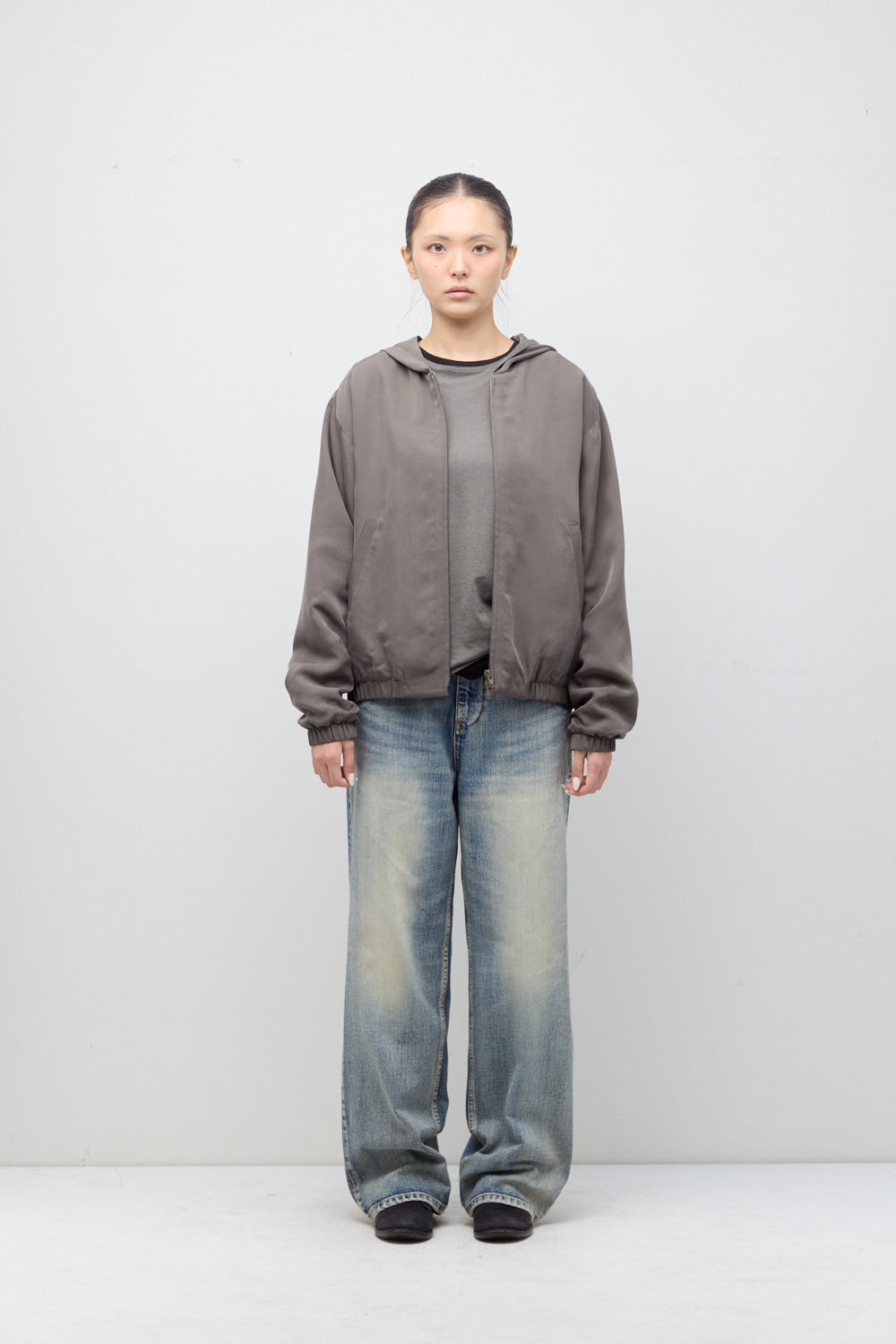 Hatchingroom - Cupro Hoodie Jacket (Mocha) product image 3 | TRAB K-Fashion Australia