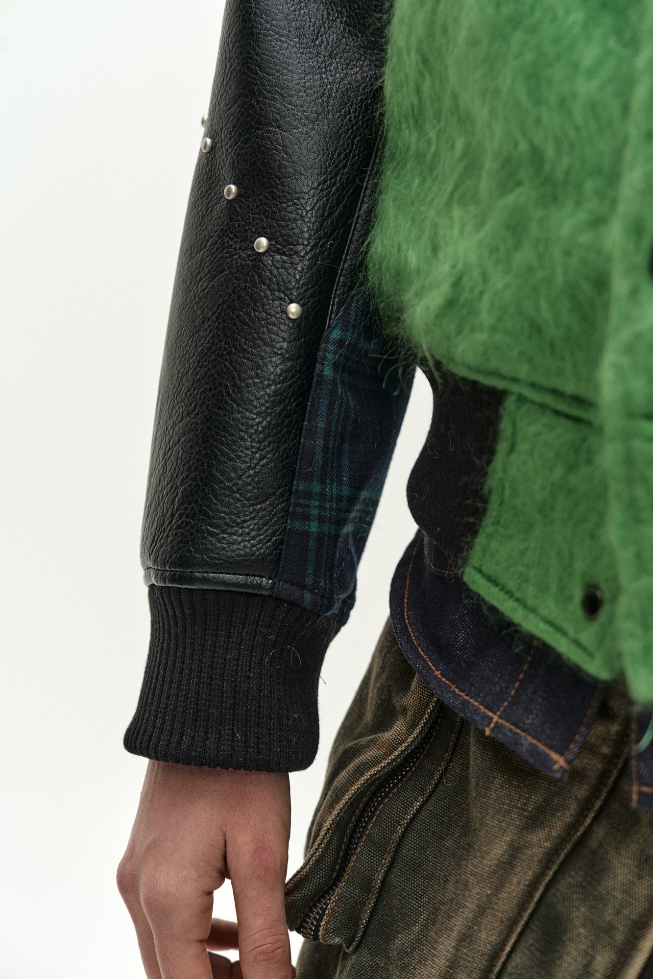 Andersson Bell - Lawn Hairy Wool Varsity Jacket (lichen Green) (Lichen Green) product image 6 | TRAB K-Fashion Australia
