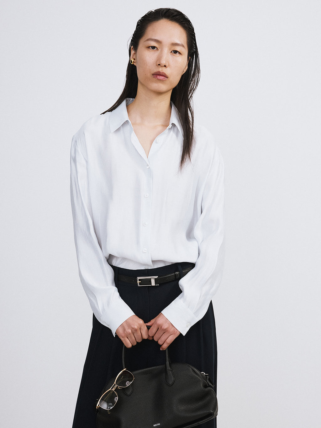 Recto - Oversized Sheer Shirt (White Grey) product image 4 | TRAB K-Fashion Australia
