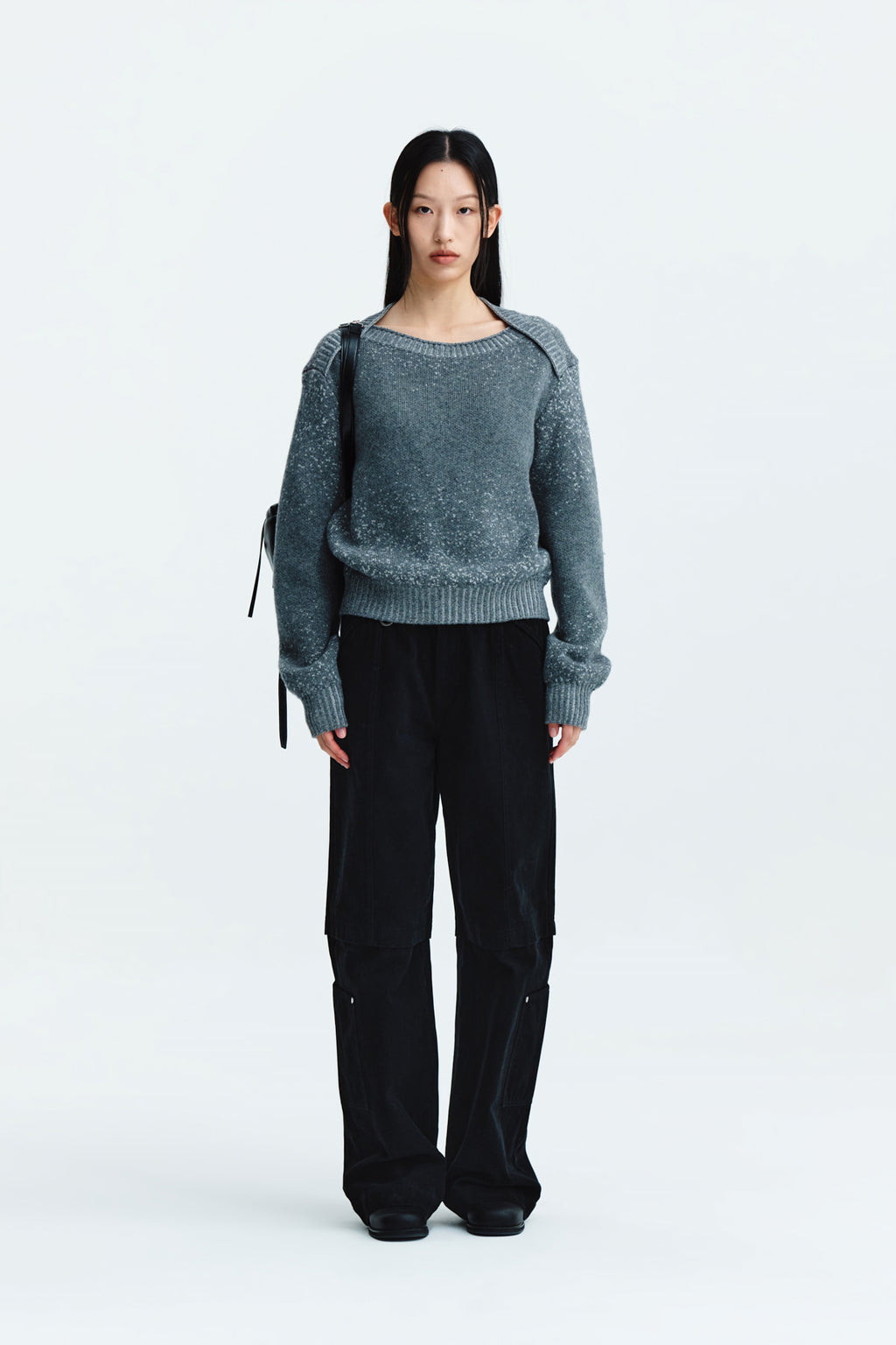 Matin Kim - Boat Neck Two Tone Knit Pullover (Grey) product image 6 | TRAB K-Fashion Australia