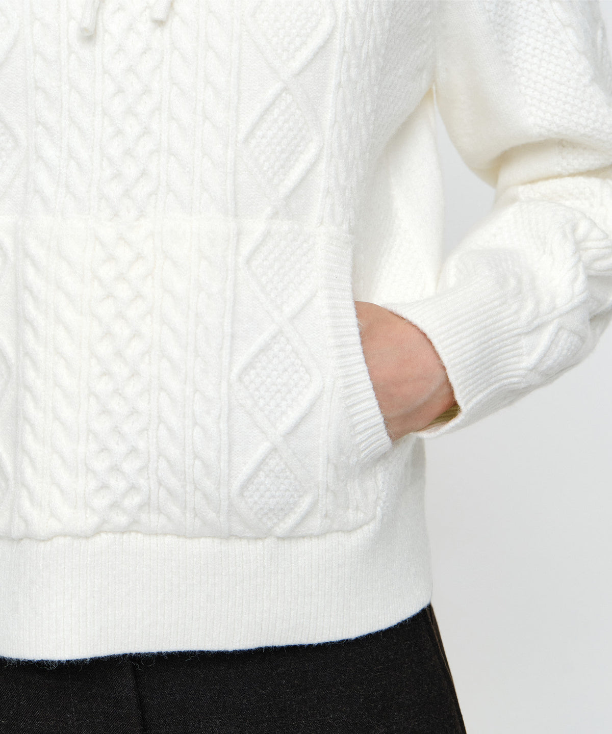 Marithe & Francois Girbaud - Micro Classic Logo Cable Hooded Knit (White) product image 4 | TRAB K-Fashion Australia