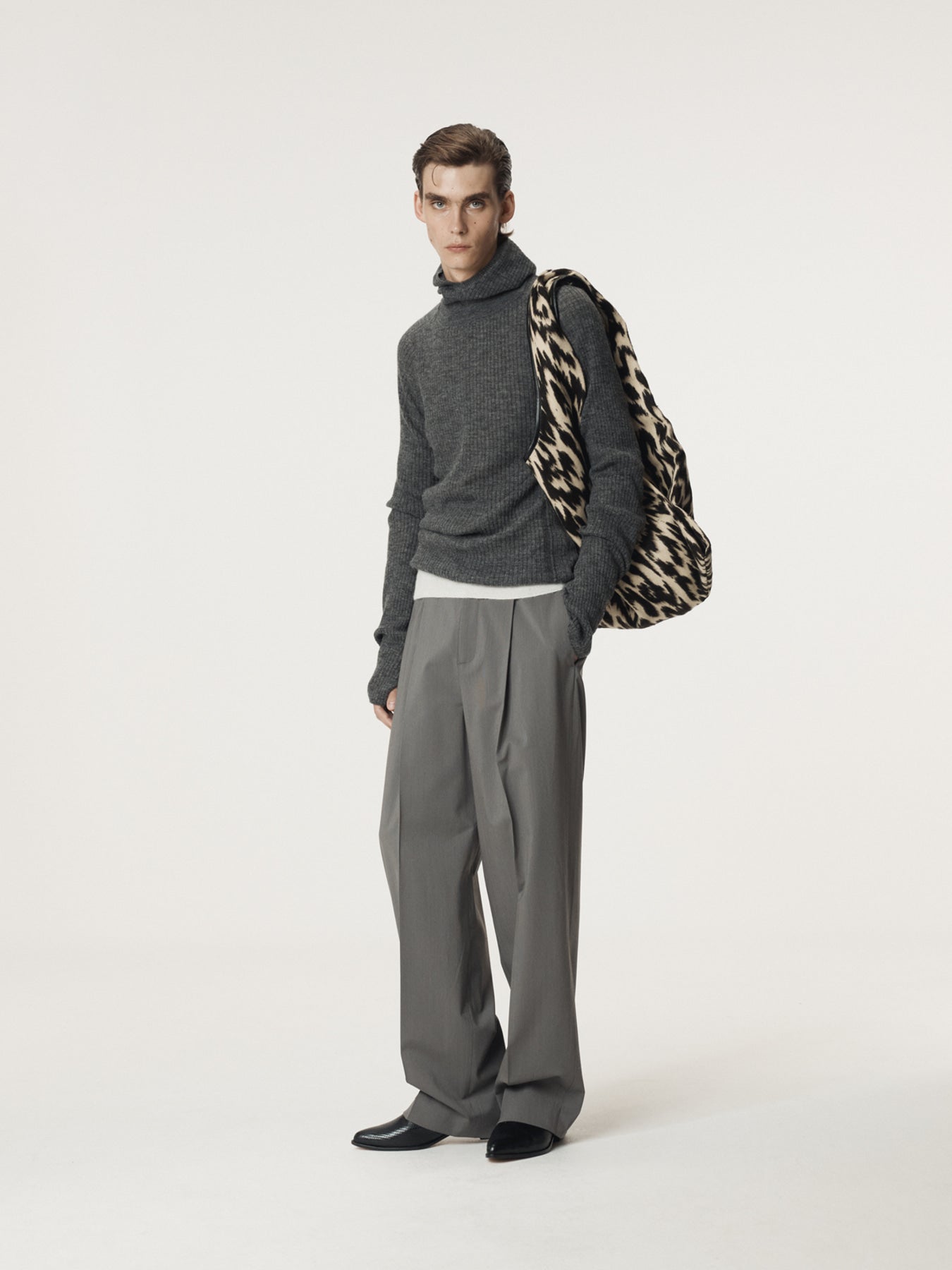 Recto - Slim Fit Balaclava Knit Top (Charcoal Grey) product image 2 | TRAB K-Fashion Australia