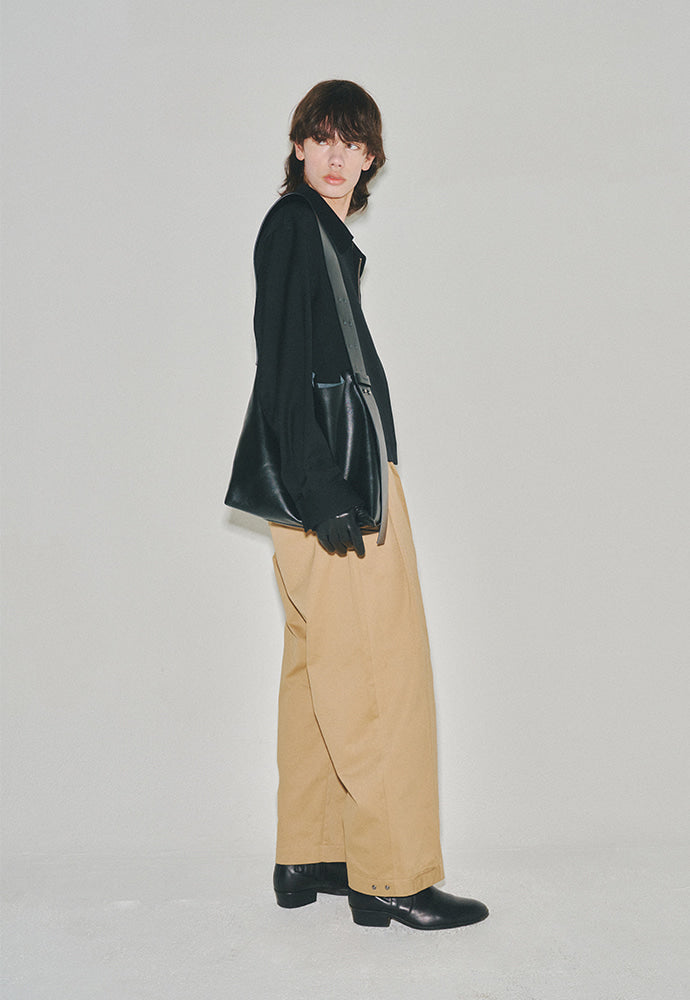 Tonywack - Wide Cut Hidden Snap Closure Trousers (Beige) product image 2 | TRAB K-Fashion Australia