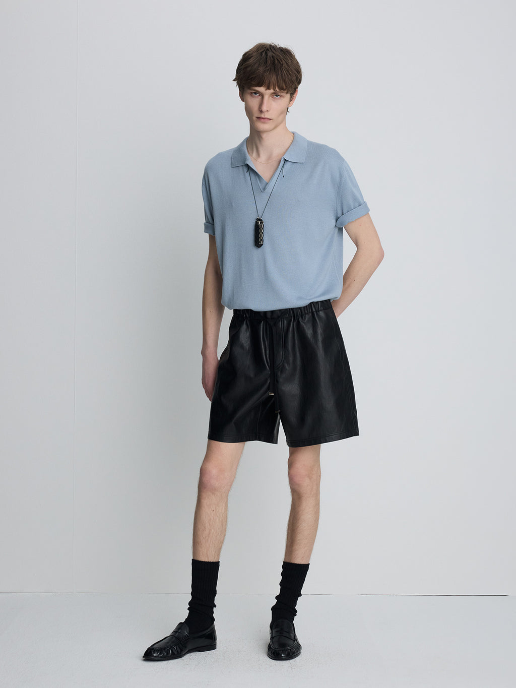Tonywack - Silk Cashmere Open Collar Knit (Sky Blue) product image 4 | TRAB K-Fashion Australia