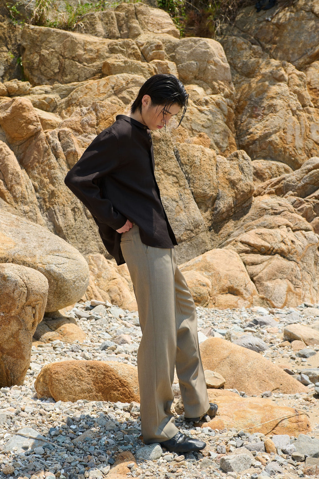 STU - Low Rise Pin Tuck Wool Slacks (Beige) product image 11 | TRAB K-Fashion Australia