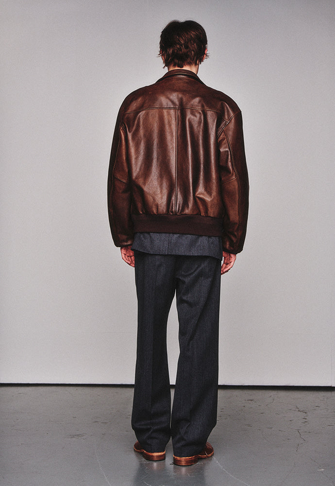 Art if acts - Stand Collar Leather Blouson Italy Vegetable Leather (Cloud Brown) product image 3 | TRAB K-Fashion Australia