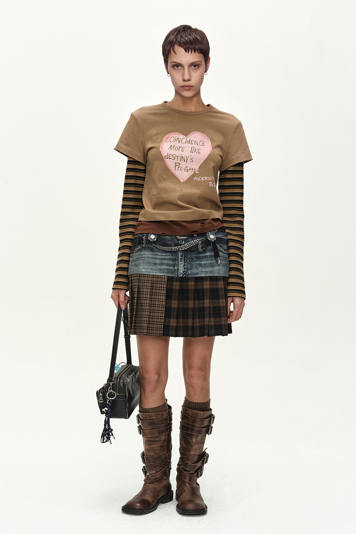 Andersson Bell - Double Belt Printed Mini Skirt (Blue) product image 2 | TRAB K-Fashion Australia