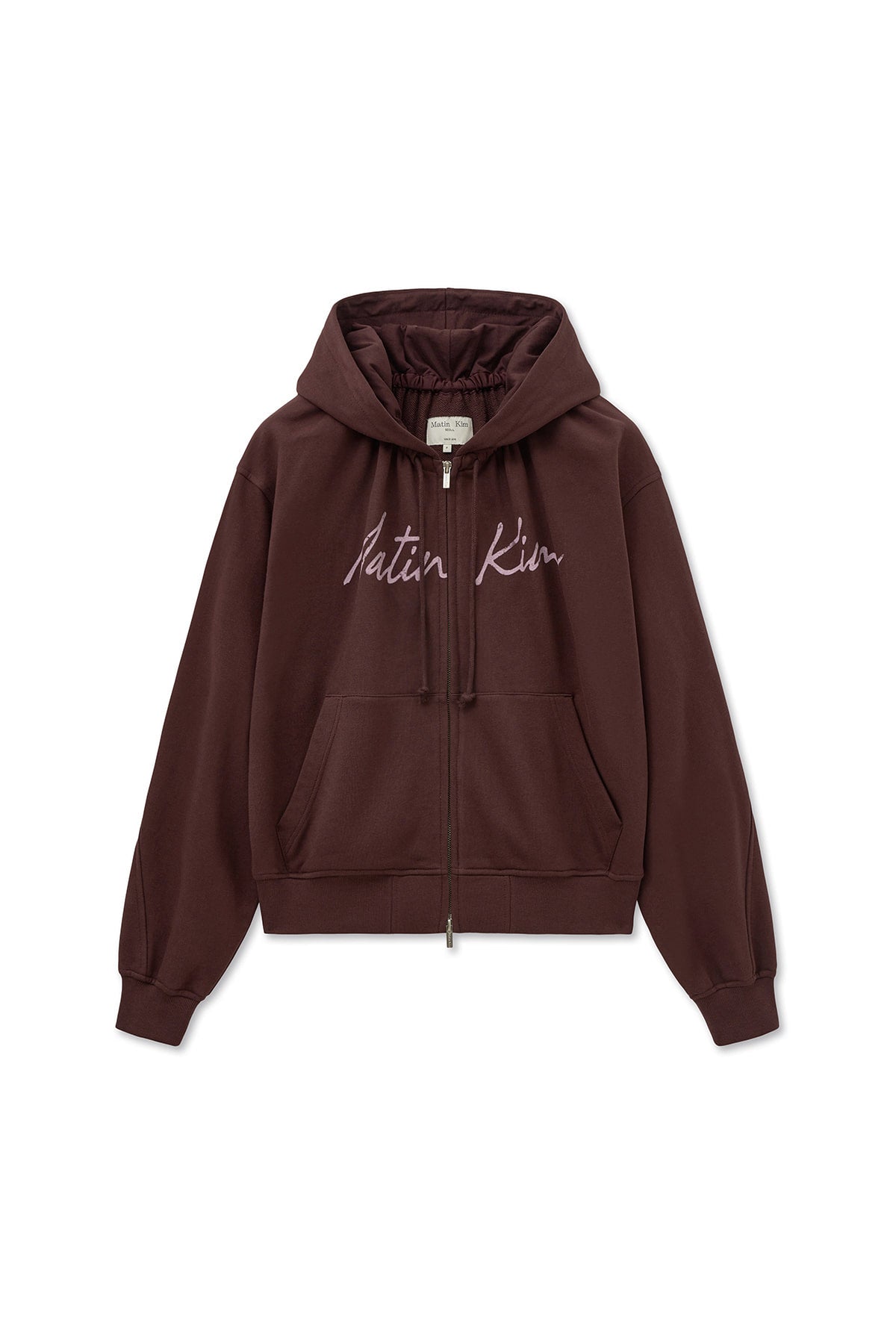 Matin Kim - Drawstring Point Zip Up Hoody (Burgundy) product image 1 | TRAB K-Fashion Australia