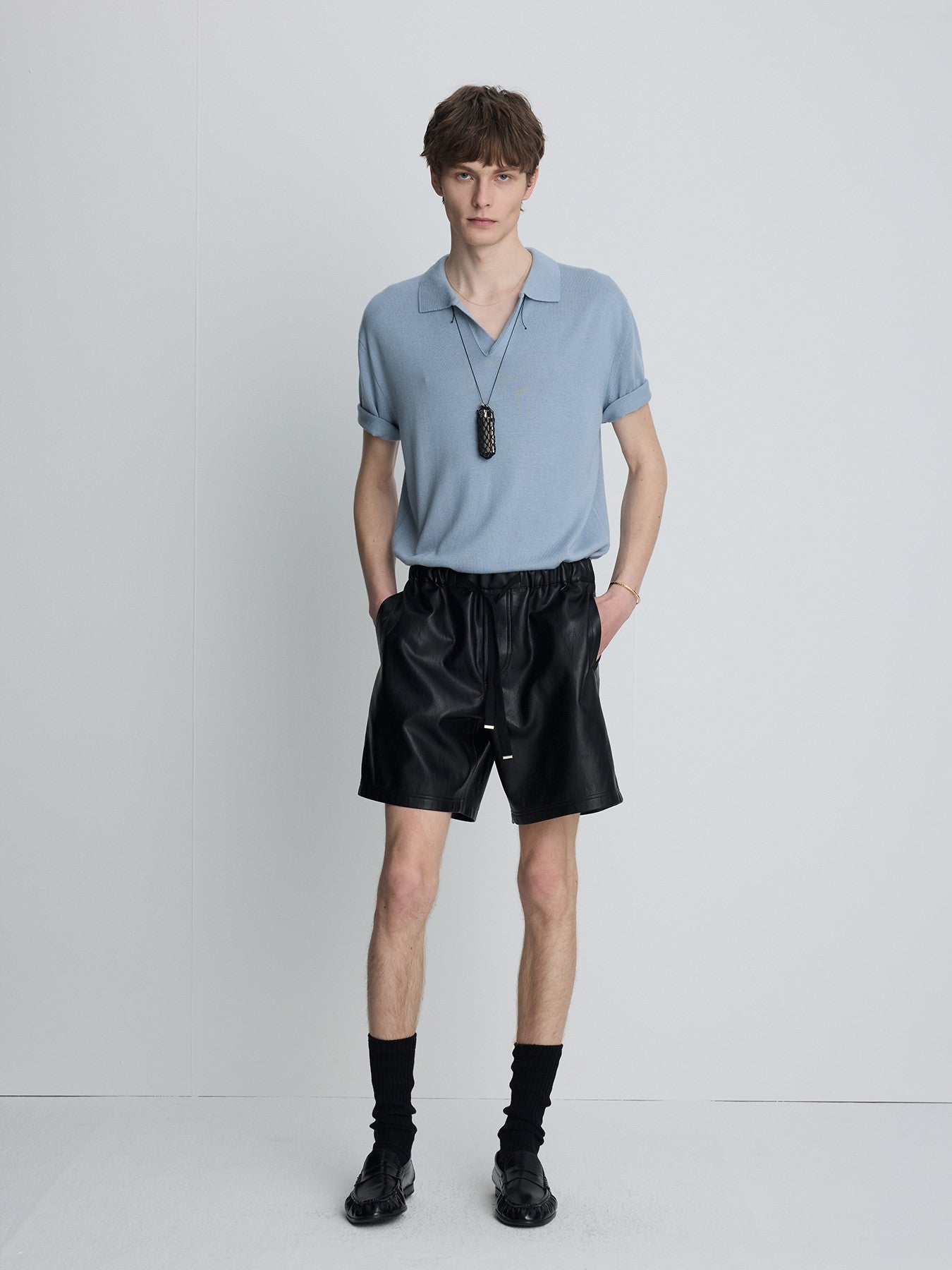 Tonywack - Silk Cashmere Open Collar Knit (Sky Blue) product image 2 | TRAB K-Fashion Australia