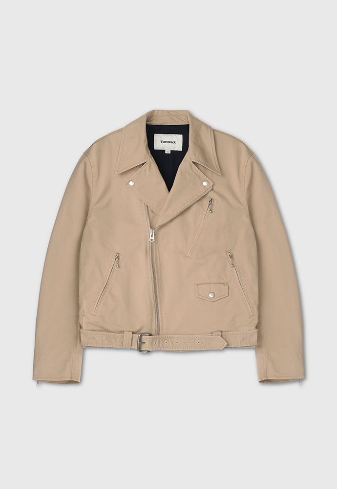 Tonywack - Garment-Washed Cotton Gabardine Biker Jacket (Faded Beige) product image 9 | TRAB K-Fashion Australia