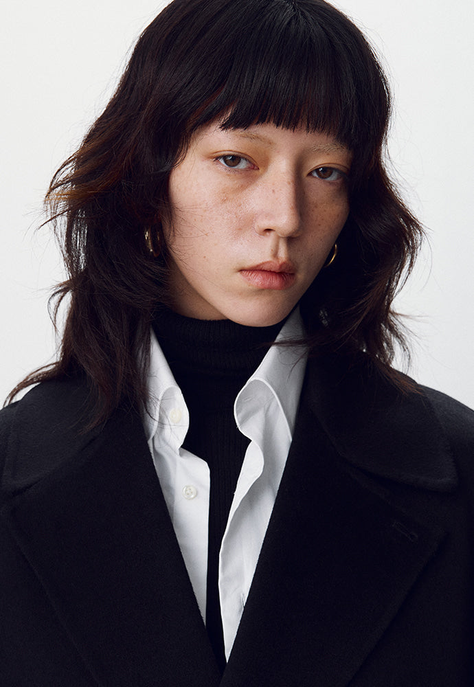 Tonywack - Double-Faced Wool And Cashmere Belted Coat (Black) product image 1 | TRAB K-Fashion Australia