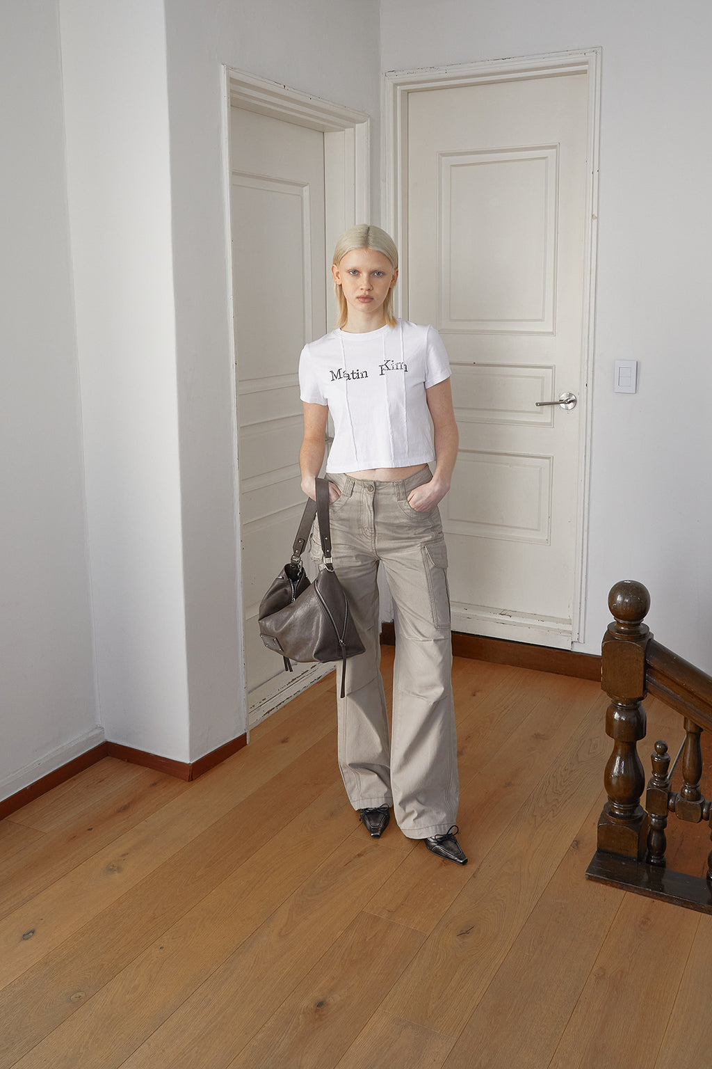 Matin Kim - Washed Cotton Cargo Pants (Beige) product image 12 | TRAB K-Fashion Australia