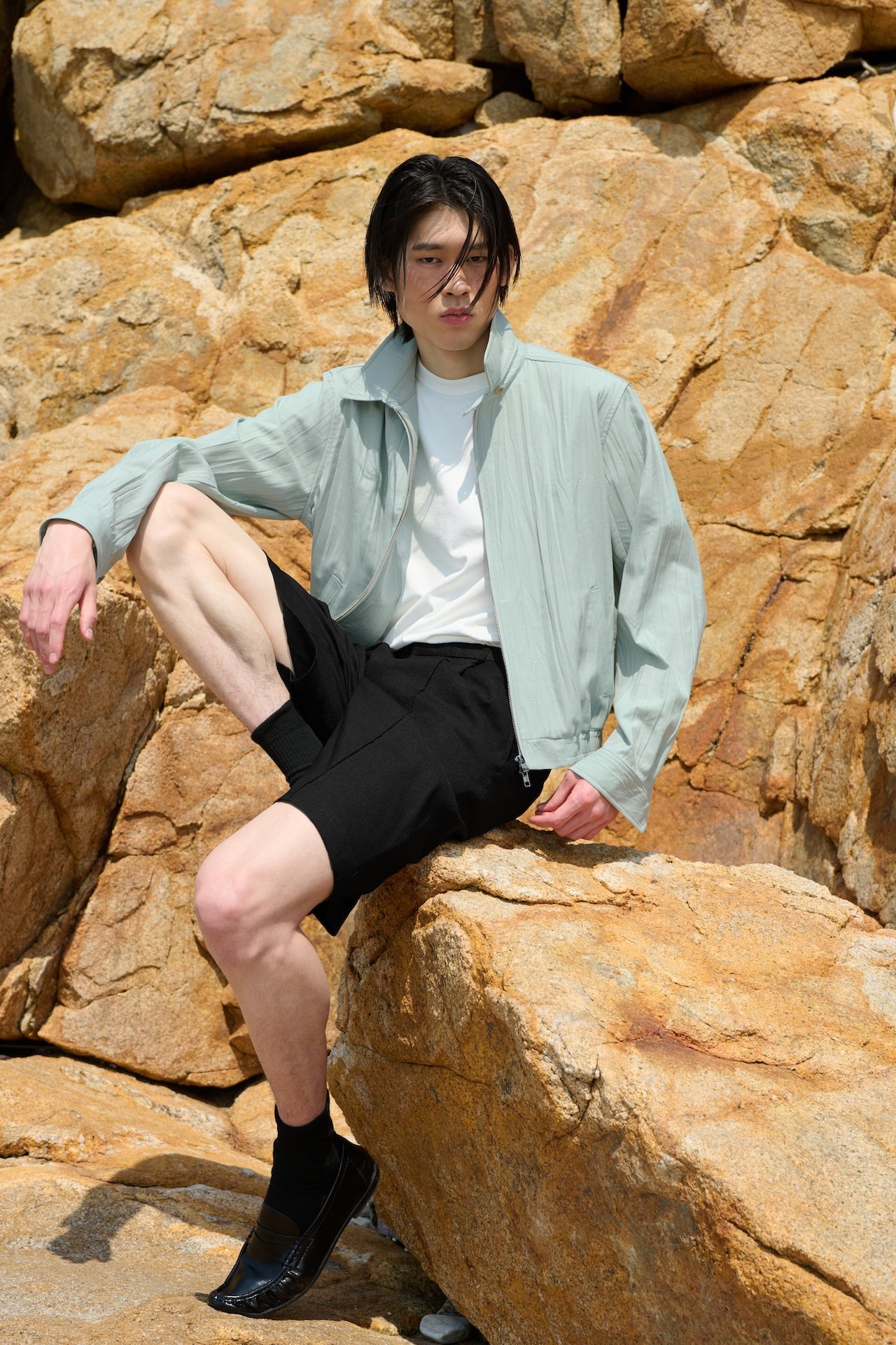 STU - Pleats Swing Jacket (Light Blue) product image 1 | TRAB K-Fashion Australia