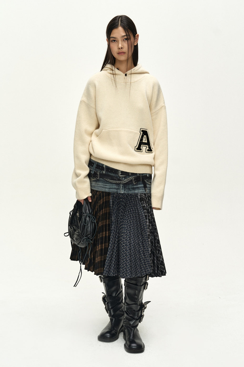 Andersson Bell - Double Belt Printed Accordion Pleats Skirt (blue) (Blue) product image 9 | TRAB K-Fashion Australia