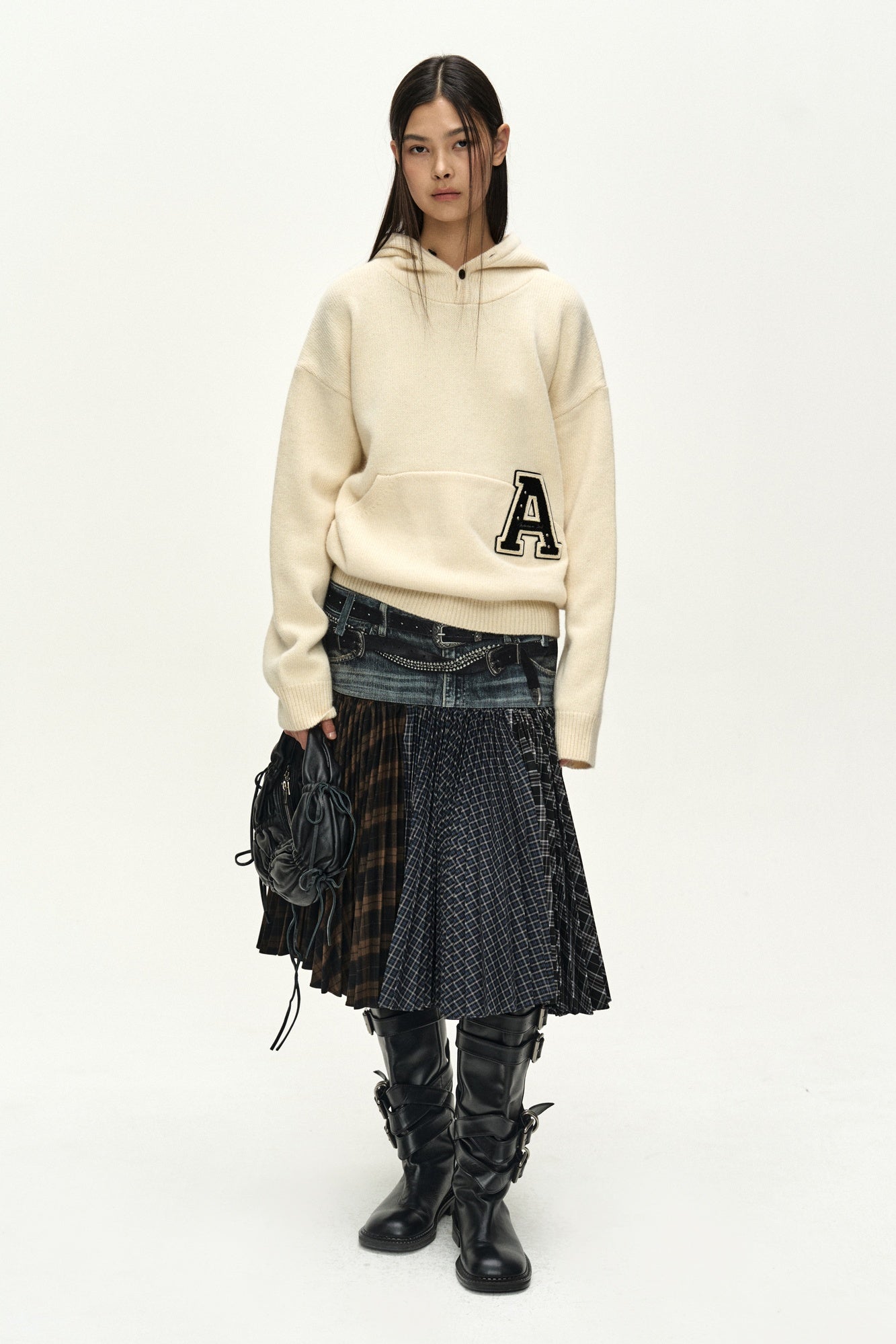 Andersson Bell - Double Belt Printed Accordion Pleats Skirt (blue) (Blue) product image 9 | TRAB K-Fashion Australia
