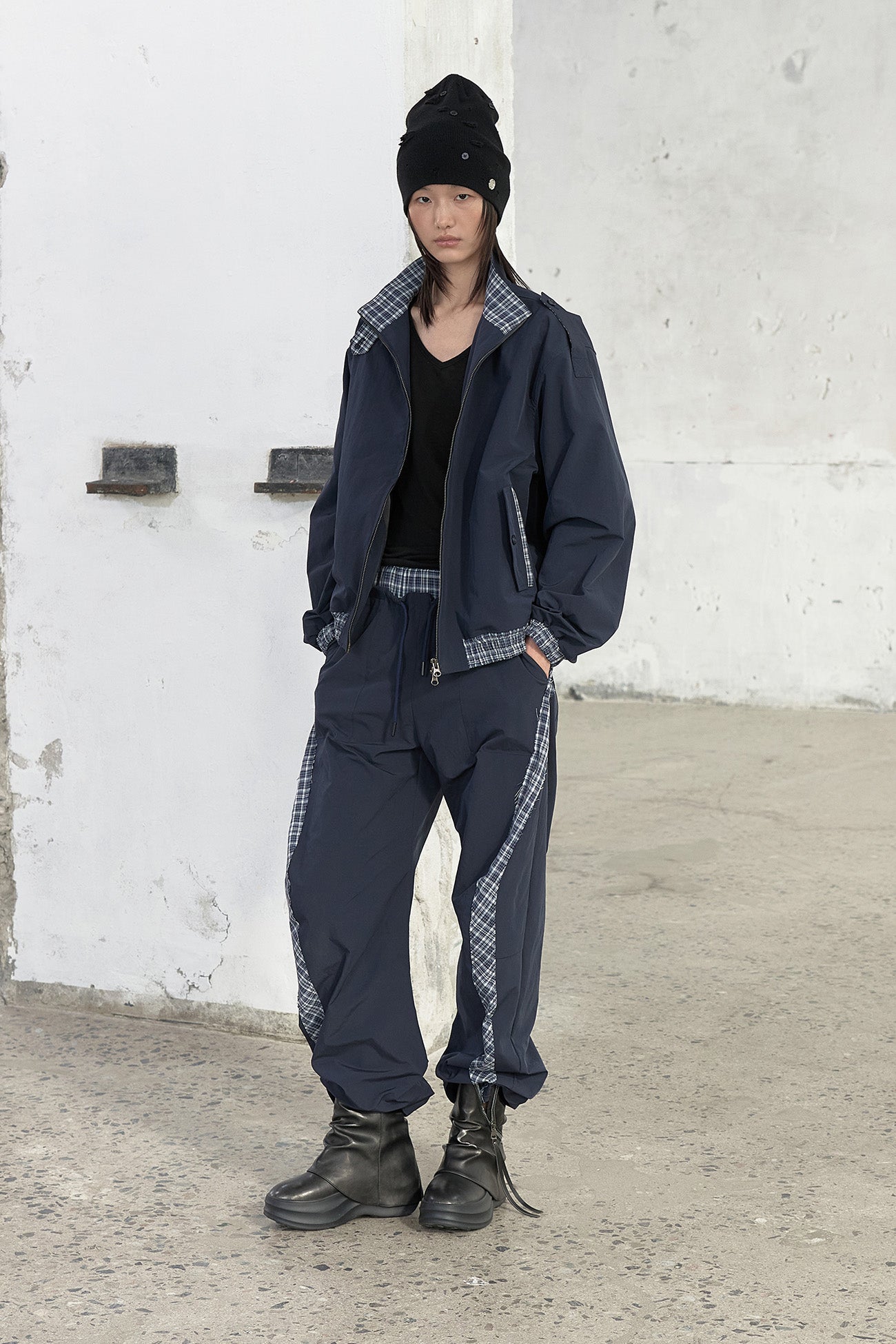 Deinet - Point Check Detail Jacket (Navy) product image 5 | TRAB K-Fashion Australia