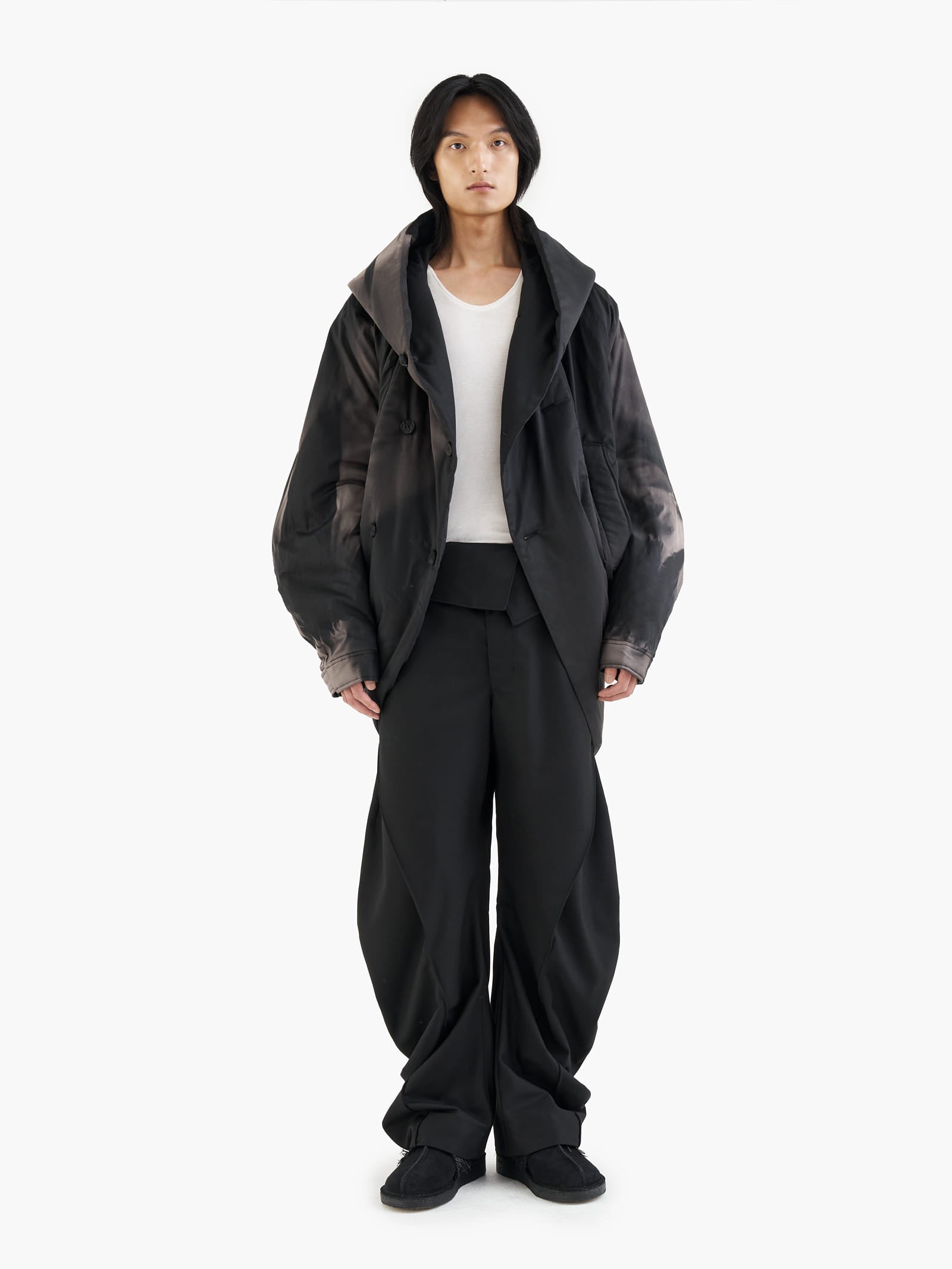 Jiyong Kim - Sun-Bleached Curved Trousers (Black) product image 1 | TRAB K-Fashion Australia