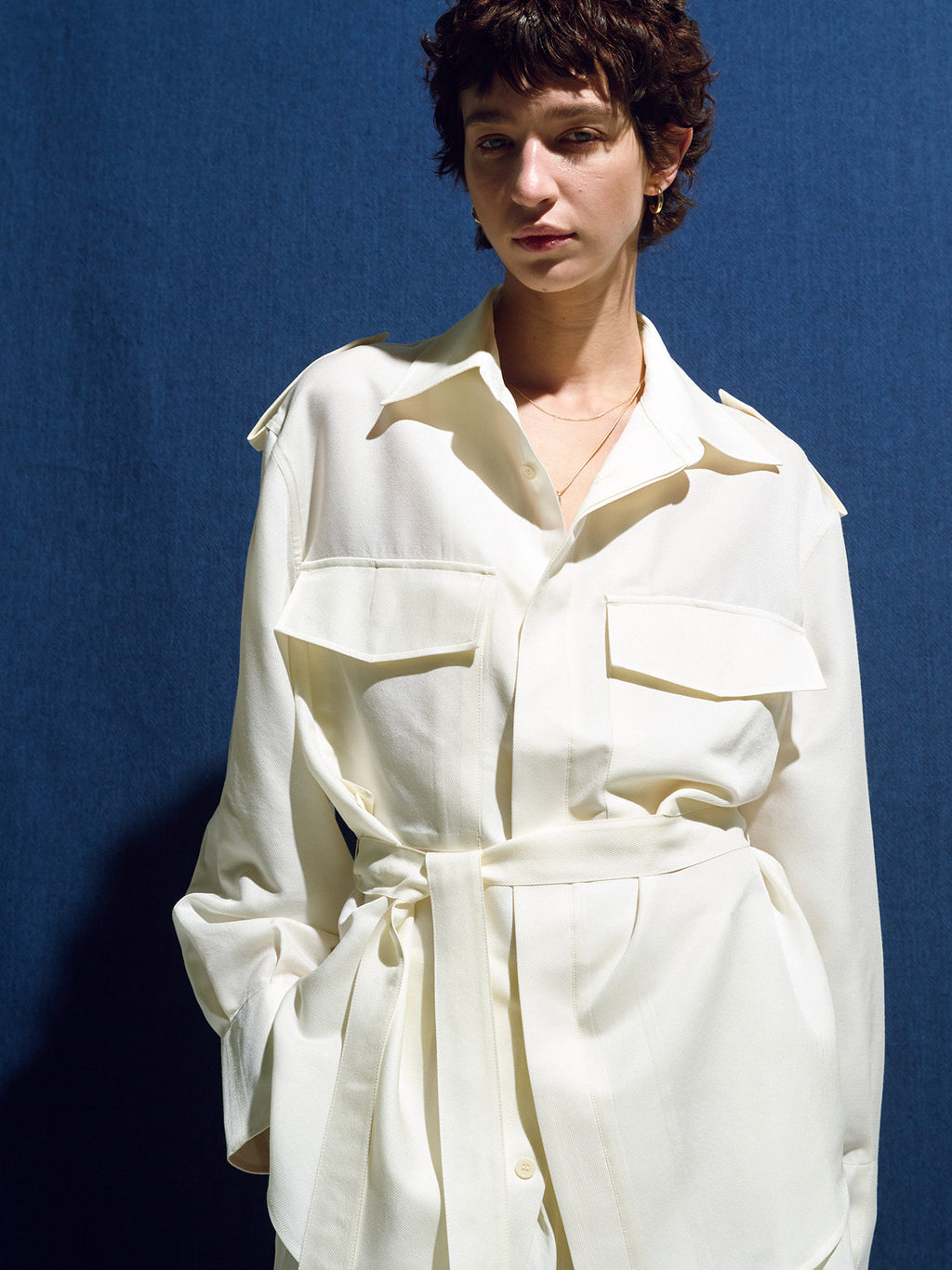 Tonywack - Silk Twill Military Field Shirt Jacket (Ivory) product image 5 | TRAB K-Fashion Australia
