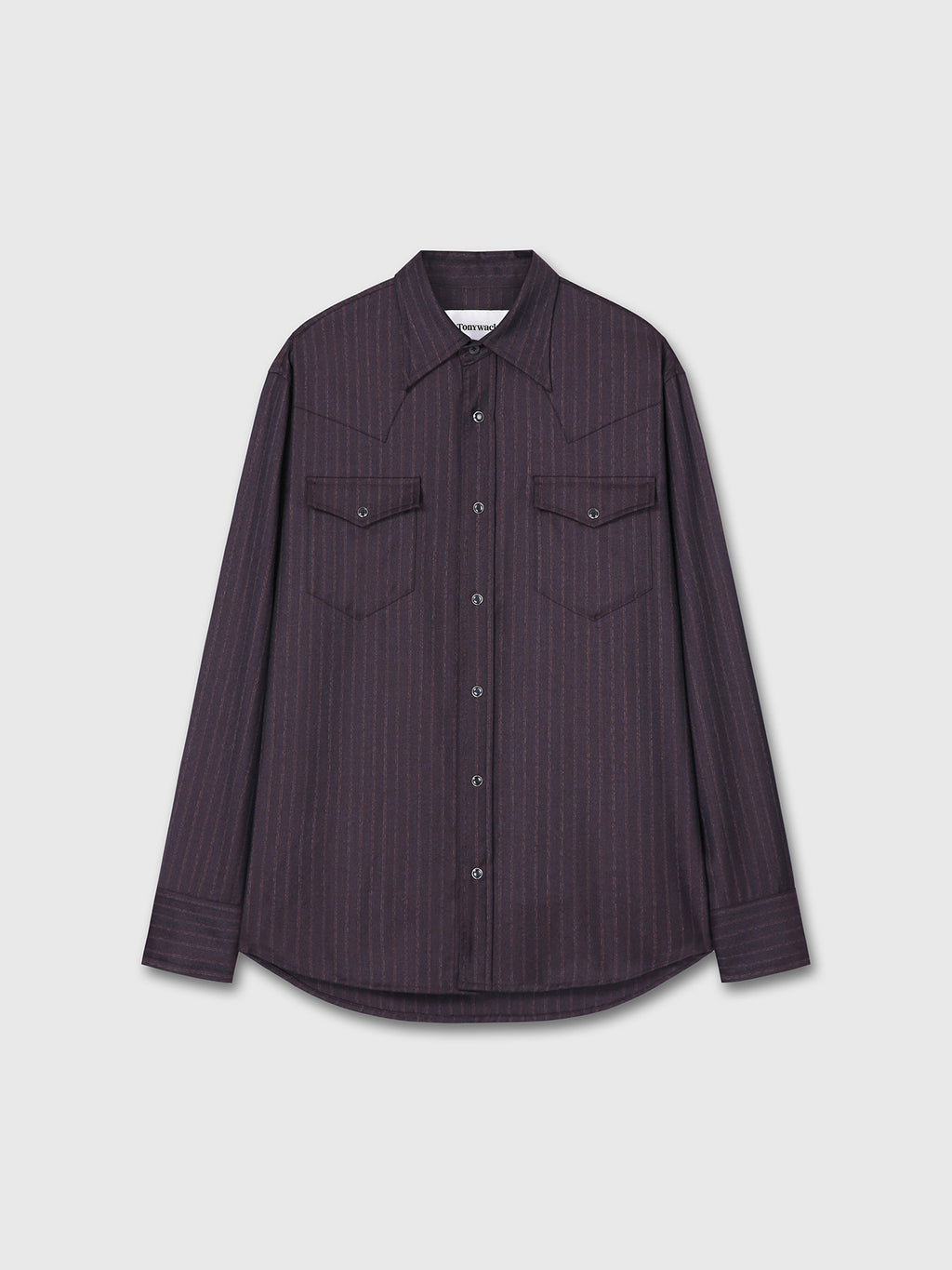 Tonywack - Striped Wool Western Shirt (Dark Burgundy) product image 6 | TRAB K-Fashion Australia