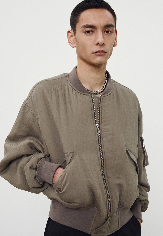 Tonywack - Silk Blend Brushed Bomber Jacket (Pale Olive) product image 5 | TRAB K-Fashion Australia