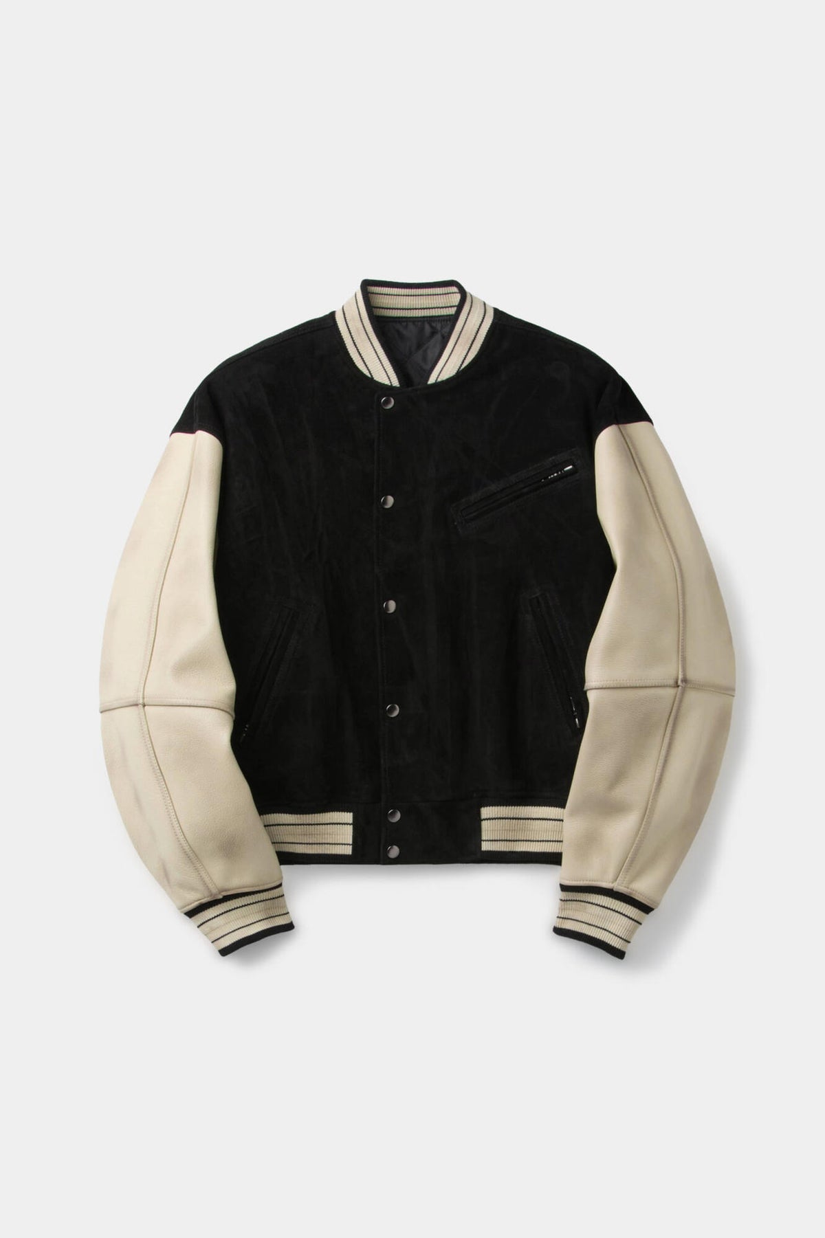 Coor - Mixed Leather Varsity Jumper (Black) product image 1 | TRAB K-Fashion Australia