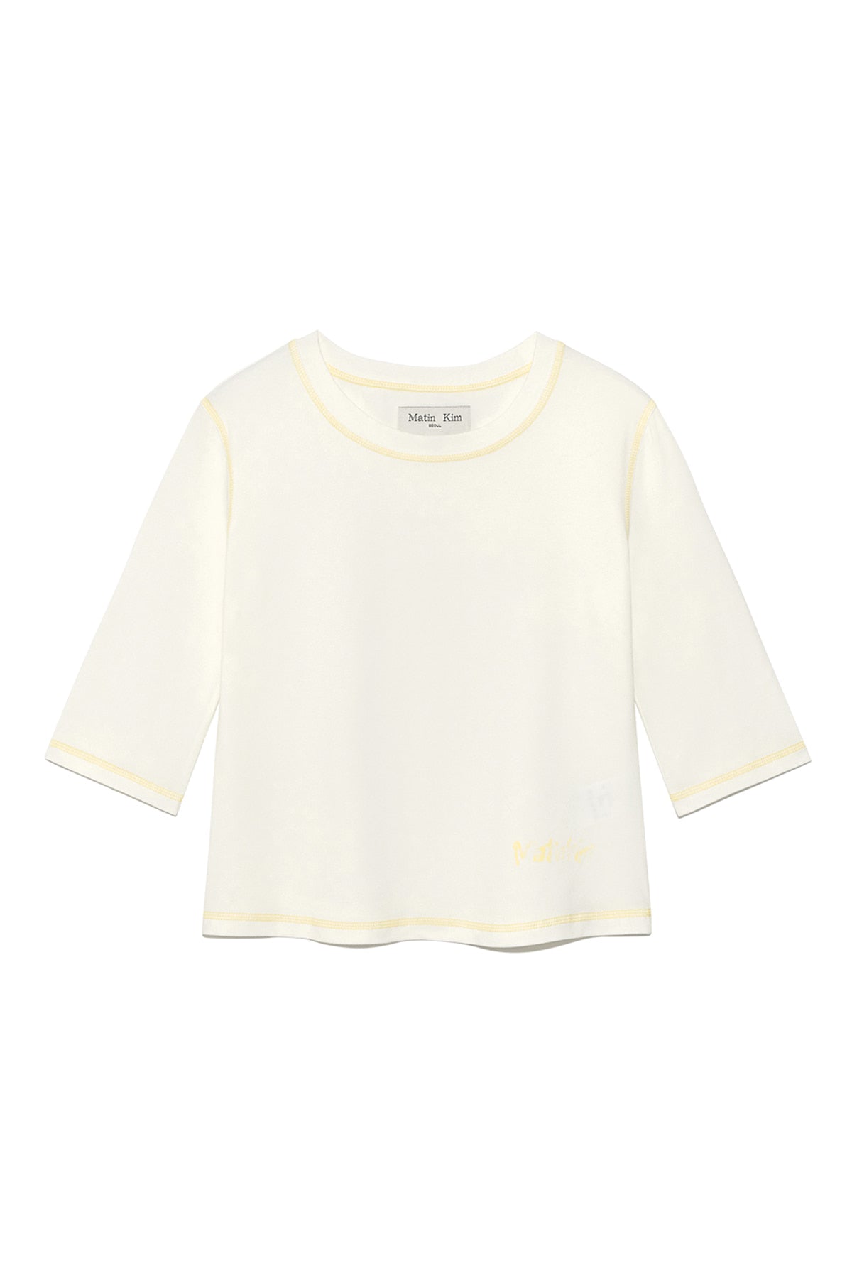 Matin Kim - Three Quarter Logo Slim Top (White) product image 1 | TRAB K-Fashion Australia