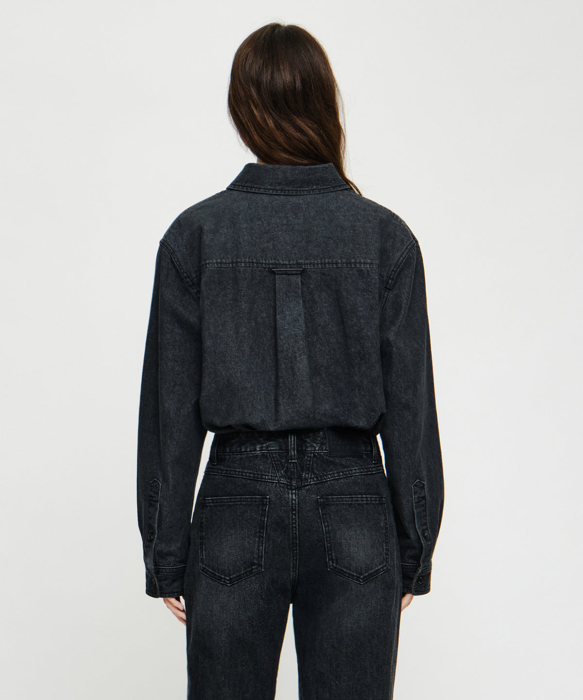 Marithe & Francois Girbaud - Micro Classic Logo Oversized Denim Shirt (Black) product image 3 | TRAB K-Fashion Australia