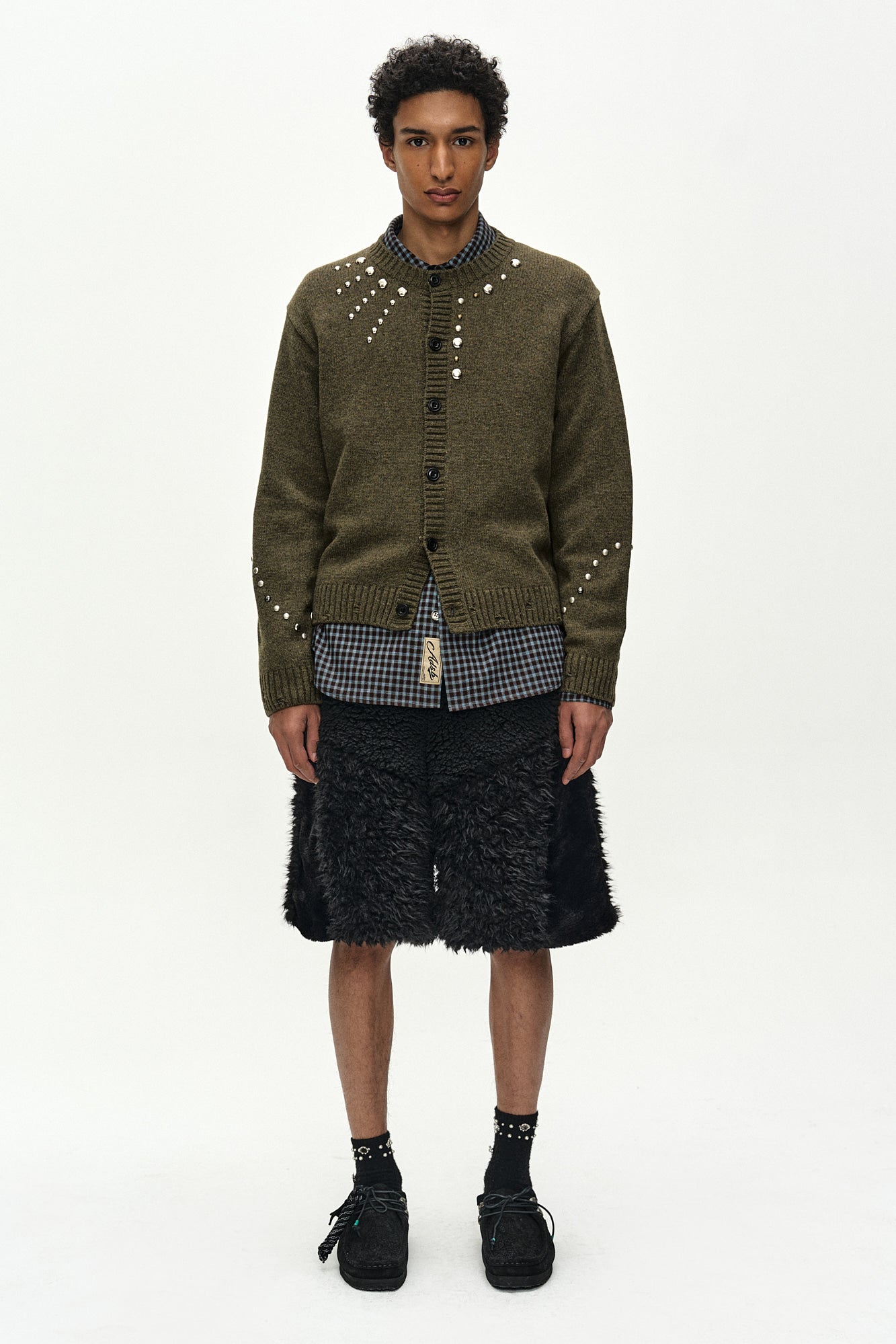 Andersson Bell - Kenley Faux Fur Patchwork Shorts (black) (Black) product image 2 | TRAB K-Fashion Australia