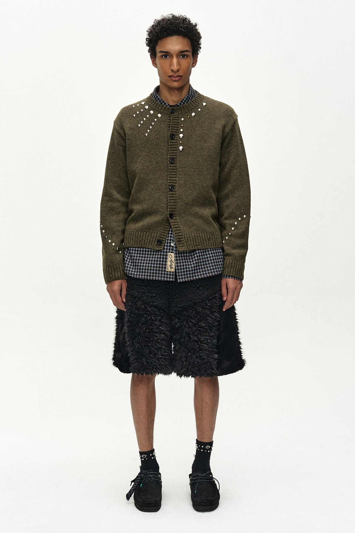 Andersson Bell - Kenley Faux Fur Patchwork Shorts (Black) product image 2 | TRAB K-Fashion Australia