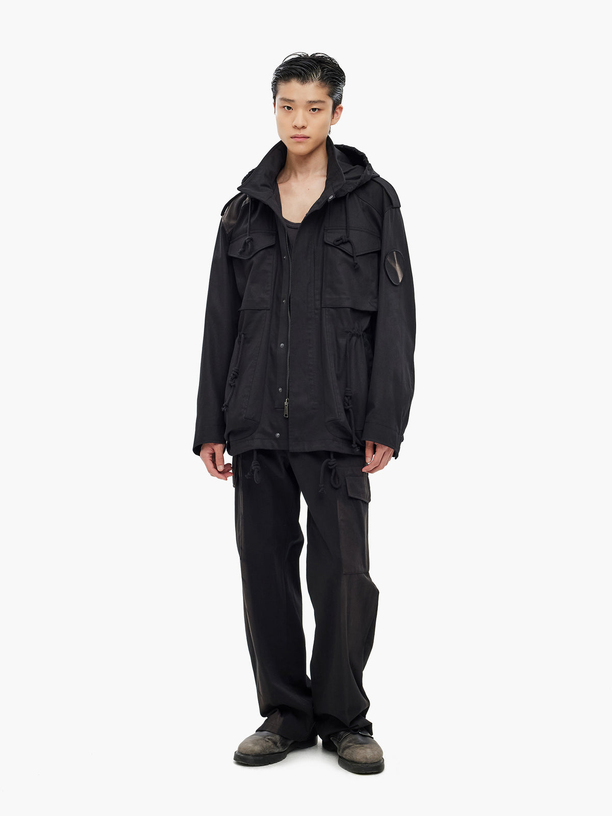 Jiyong Kim - Sun-Bleached Belted Trousers (Black) product image 1 | TRAB K-Fashion Australia