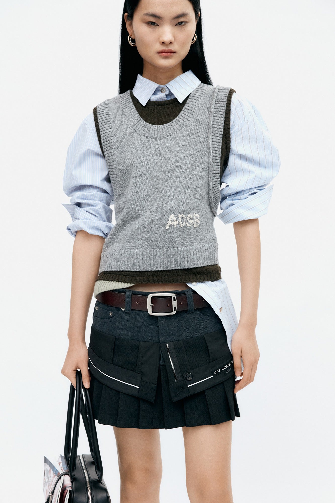 Andersson Bell - Tres Layered Sleeveless Top (Grey) product image 1 | TRAB K-Fashion Australia