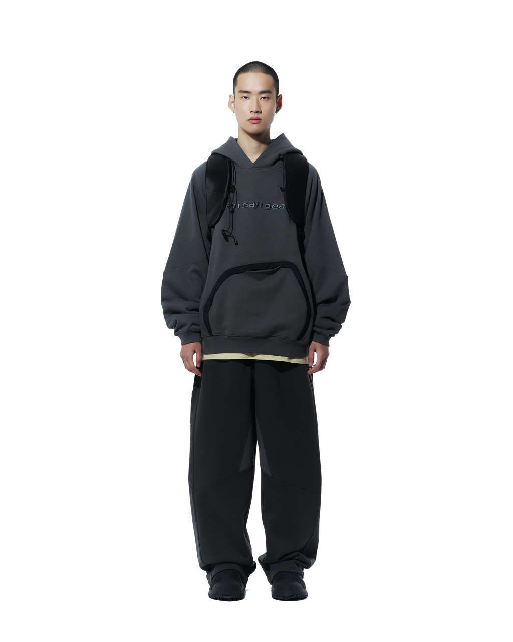 San San Gear - Nylon Pocket Hoodie (Charcoal) product image 1 | TRAB K-Fashion Australia