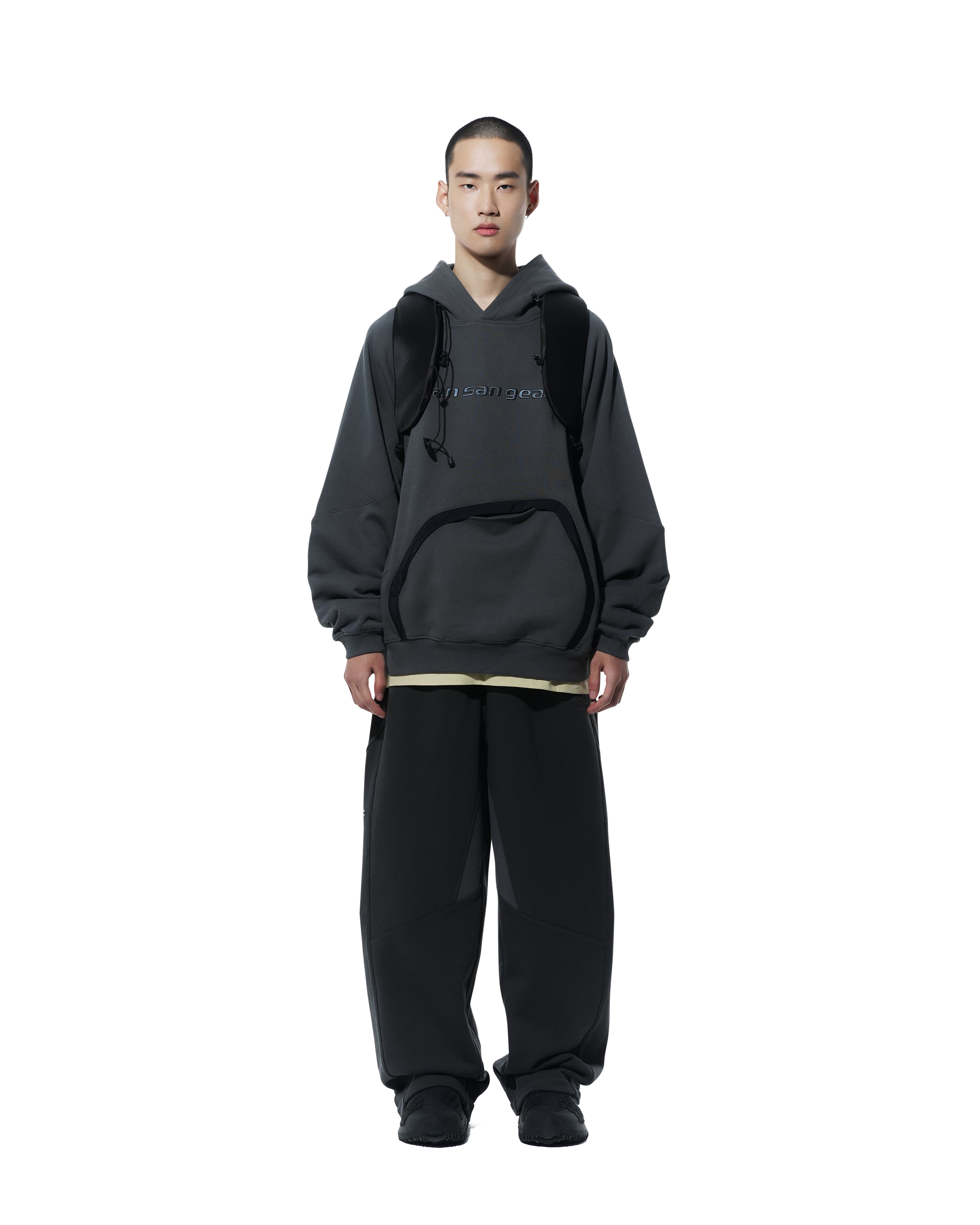San San Gear - Nylon Pocket Hoodie (Charcoal) product image 1 | TRAB K-Fashion Australia