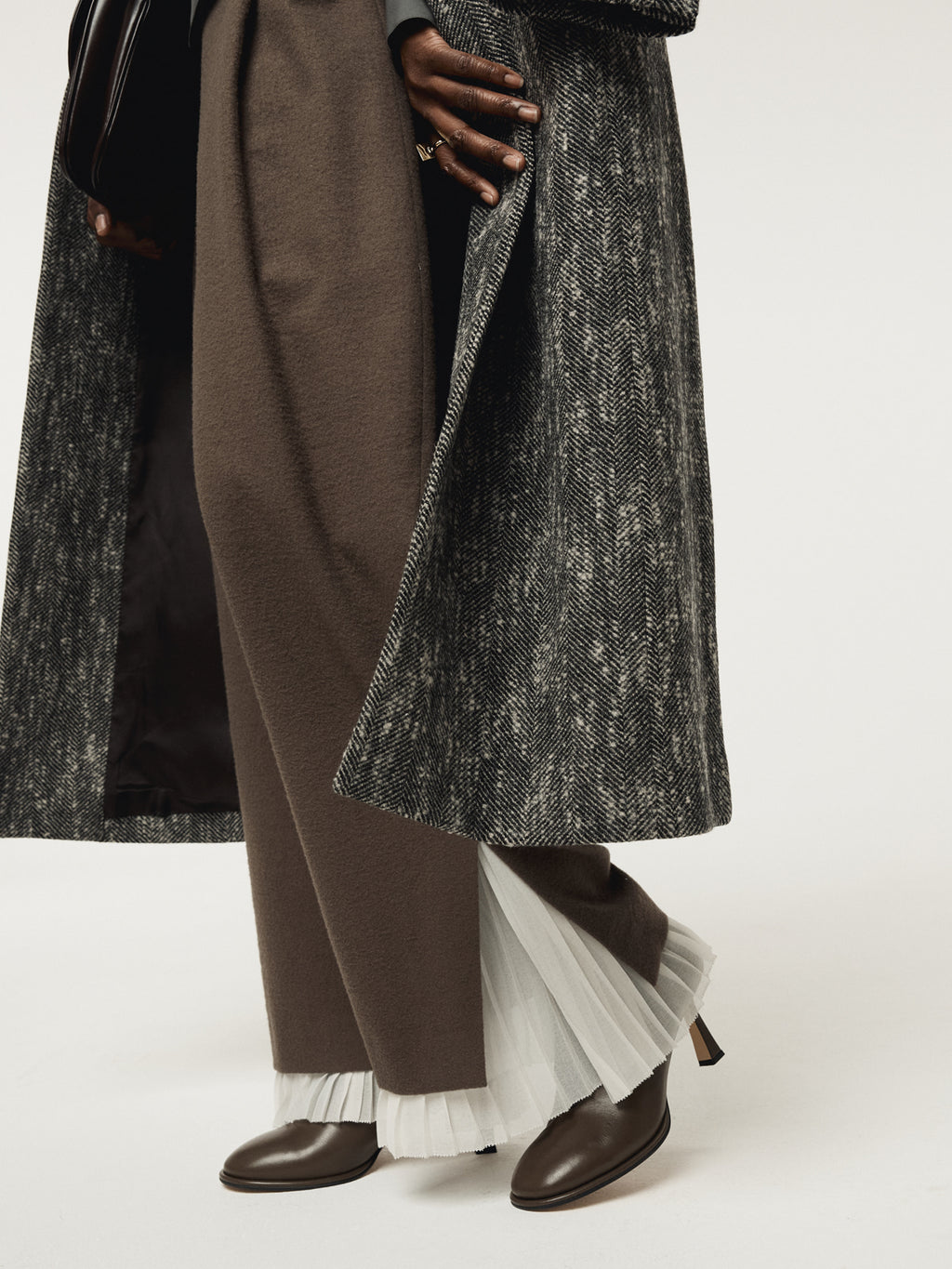 Recto - Pleats Layered Wool Pants (Greyish Khaki) product image 8 | TRAB K-Fashion Australia